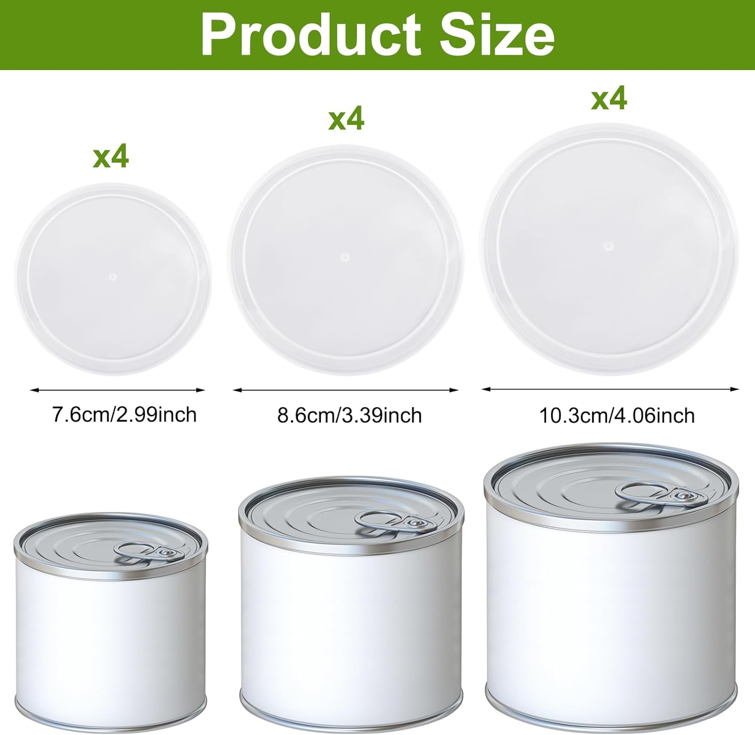 Pack of 12 Can Lids, Cat Food, Lids for Cat Food Cans in 3 Different Can Lids/Canning Lids 200 G, 400 G and 800 G, Can Lid Dog Food Transparent for Food Storage image number 1