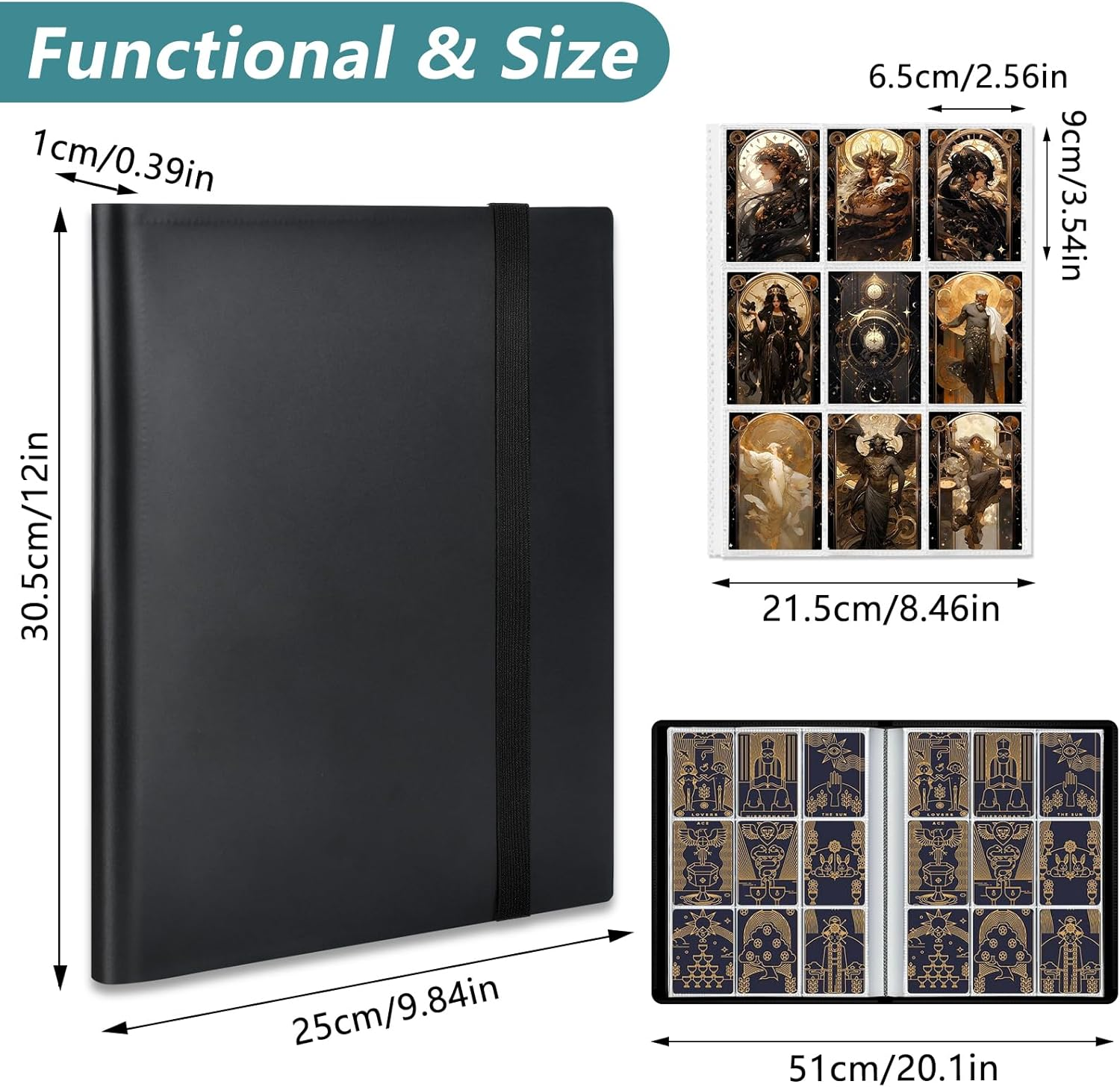 Card Binder Display Storage, 9 Pocket 360 Cards Holder Album for Standard Size Cards, PU Collection Binder Collector Album for Game Card, Business Cards, Photos image number 4