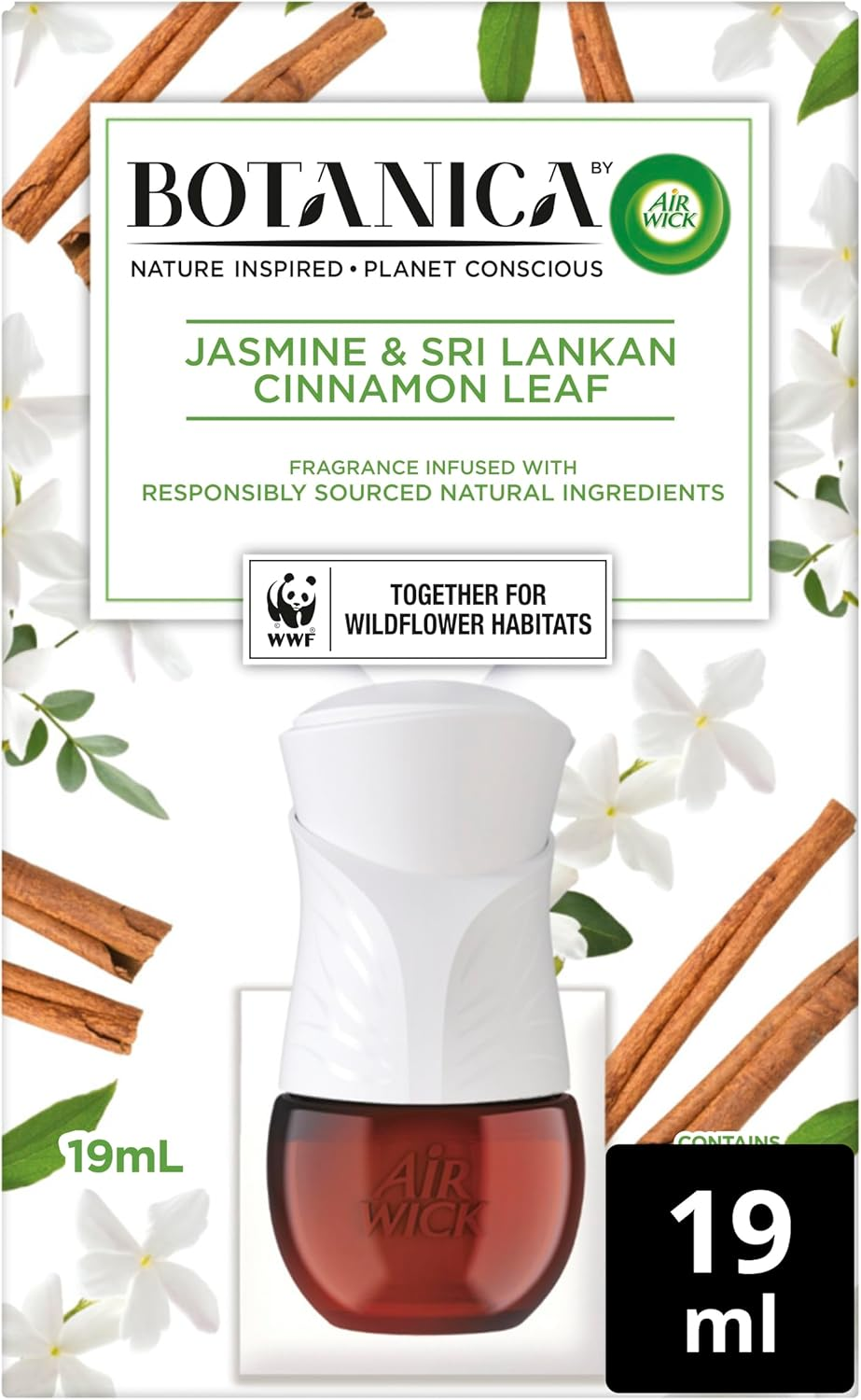 Botanica Electric Diffuser Device with Jasmine and Sri Lankan Cinnamon Leaf Fragrance Refill 19 Ml image number 3