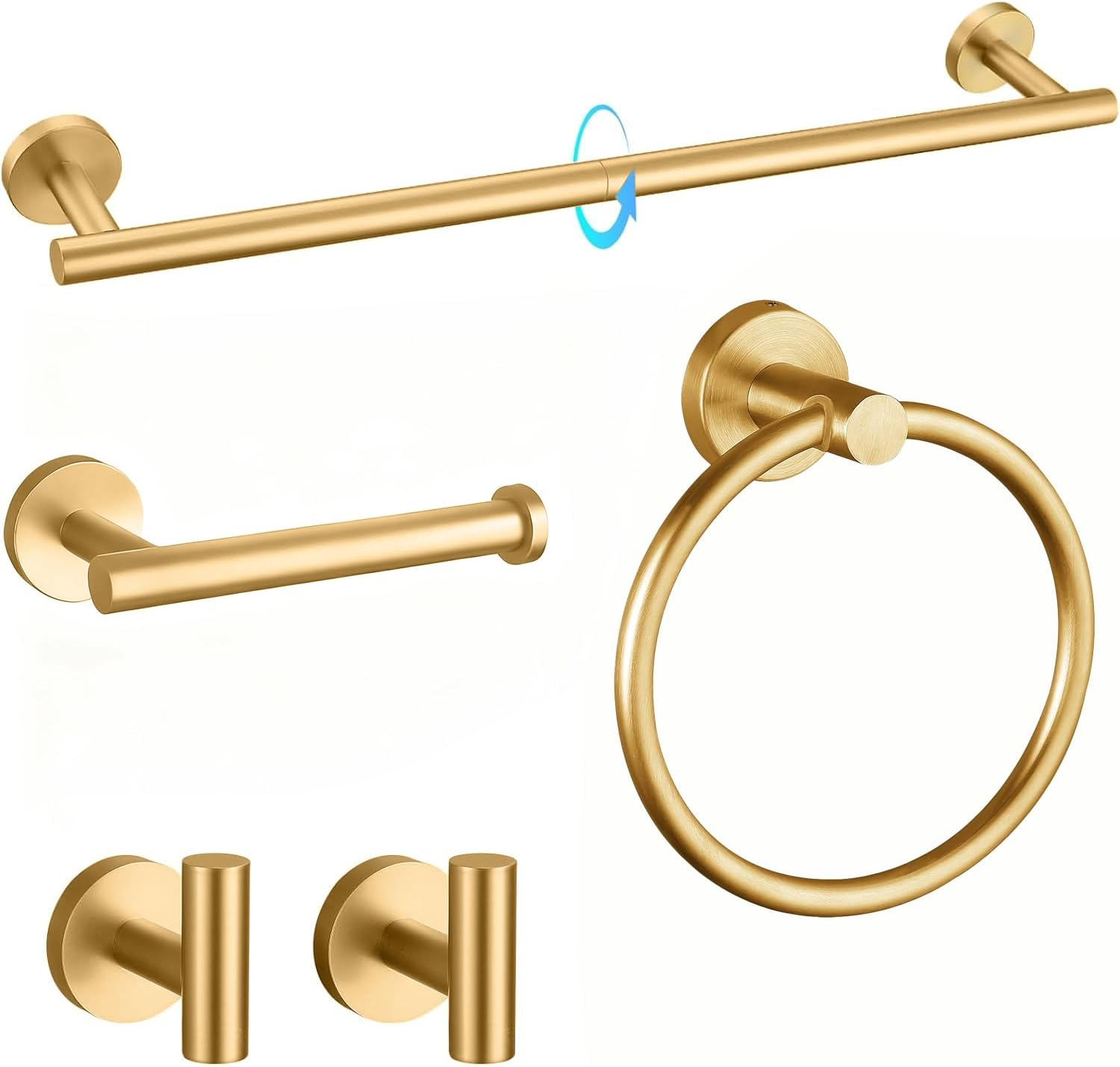 Outdoorpal 5-Piece Bathroom Hardware Set in Brushed Dark Gold - 23.6 Inch Towel Bar & Rack Set, Crafted from Durable SUS304 Stainless Steel image number 4