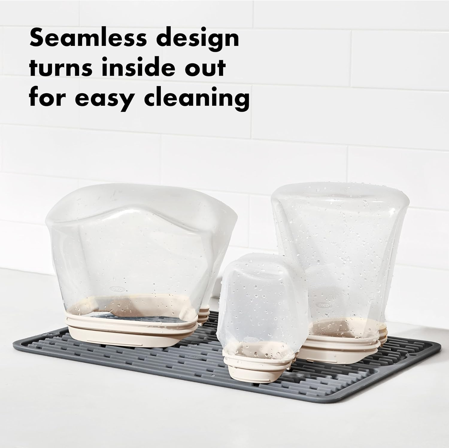 OXO Good Grips Silicone Reusable Bag &ndash; Stand-Up Snack (12 Oz) &ndash; Oat image number 1