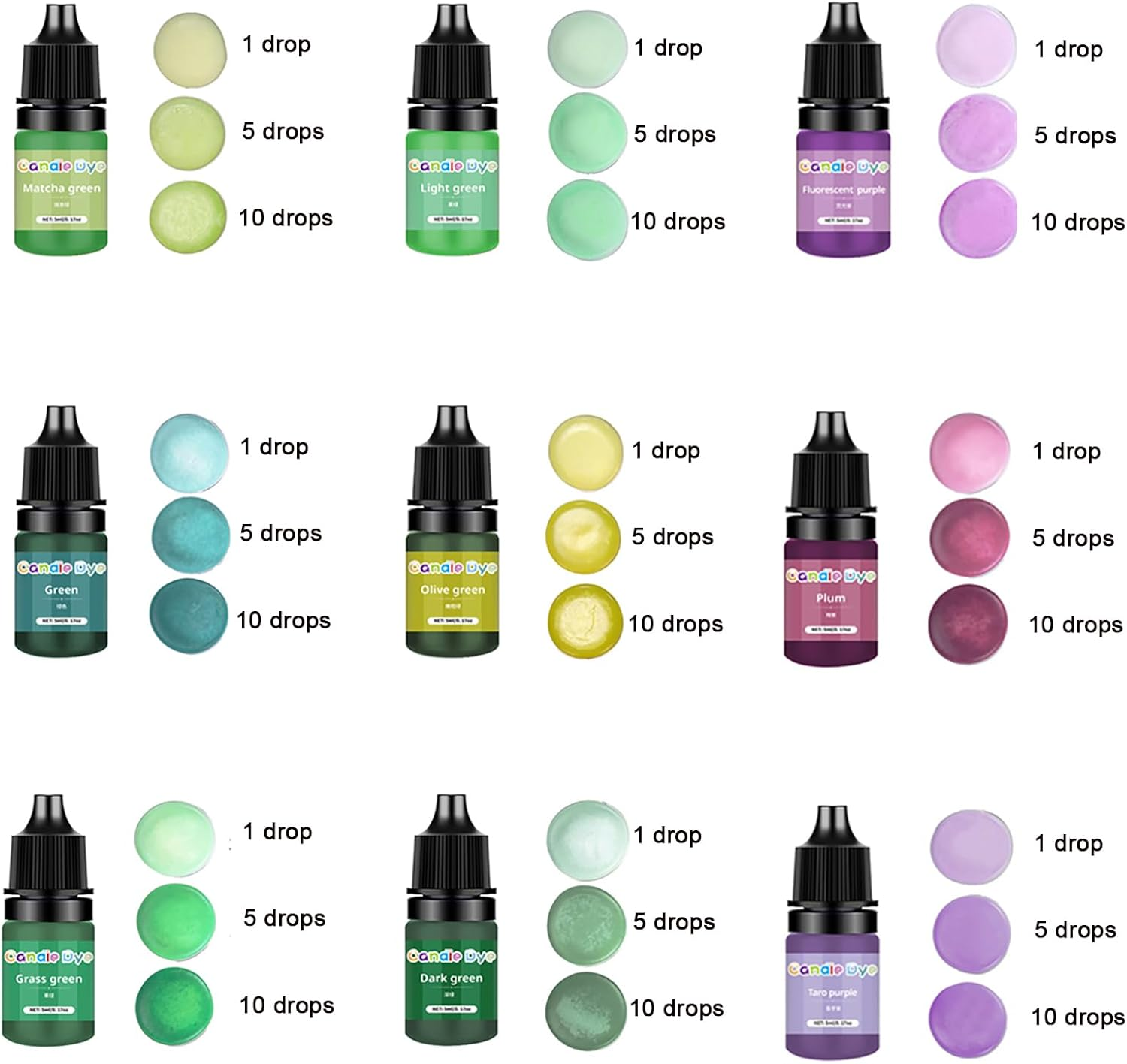 Shgarden Candle Dye 24 Colors 5Ml per Bottle Liquid Oil-Based Dye for Candle Wax Highly Concentrate Natural Vivid Candle Color for DIY Candle Making Lip Gloss Epoxy Resin and Nail Polish SH0101 image number 5