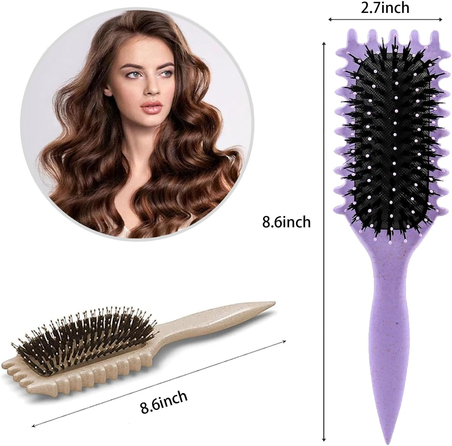 Curly Hair Brush, Curl Comb, Curl Define Styling Brush for Curly Hair, Curly Hair Brush, Curl Define Styling Brush, 2024 New Curly Hair Brush for Detangling for Combing Men and Women (Purple) - Beige_Style3 image number 6