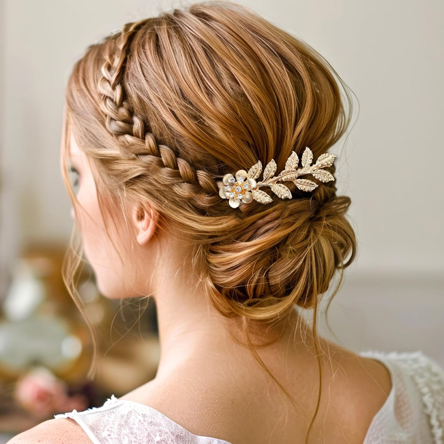 Ymapinc Rhinestone Comb Clips,6 PCS Leaf Silver Gold Hair Combs for Women,French Combs Wedding Hair Accessories for Women Gold Comb Clip for Bridal, Bridesmaid Wedding & Daily image number 6