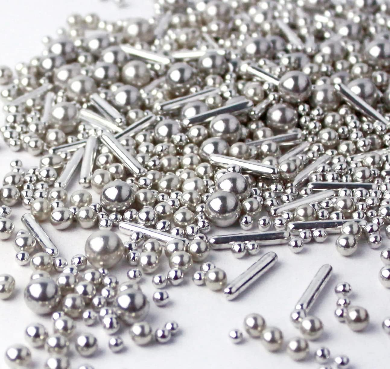 HIFUNBK Gold Sprinkles for Cake Decorating, Mixed Metallic Dragee for Cookie Cupcake Toppings, Cake and Cookie Decorating Supplies, Edible Pearl Dragee for Baking Decoration, 200G in Gift Box (Gold and Silver) image number 1