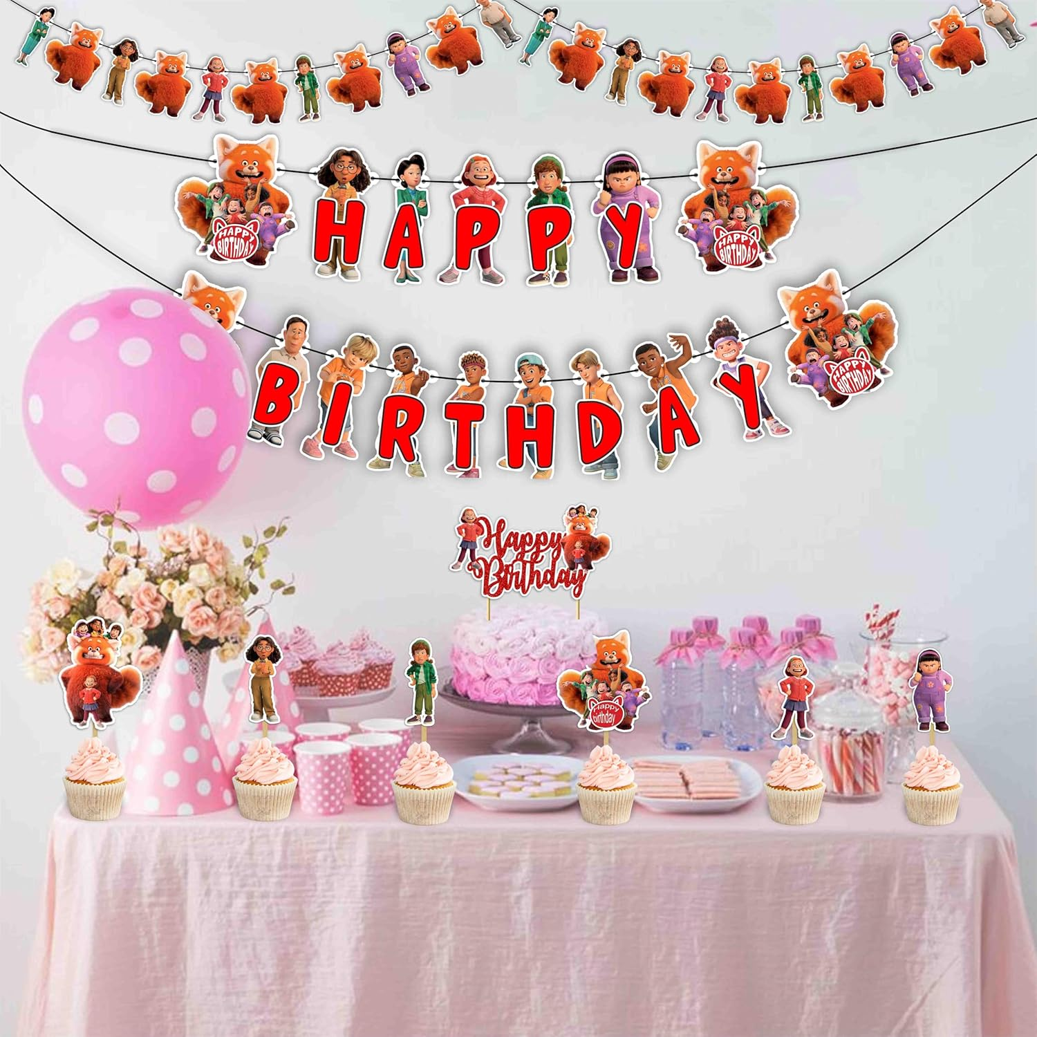 Turning Red Theme Decoration- Birthday Decoration Kit with Banners, Cake & Cupcake Toppers - Fun Themed Celebration Pack for Kids & Fans image number 4