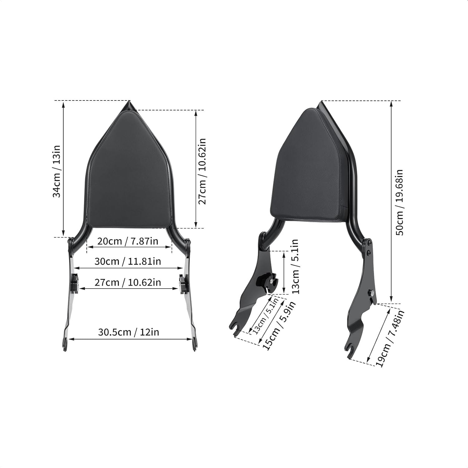 Sissy Bar Backrest Detachable Passenger Backrest Pad Compatible for Harley Davidson Touring Electra Glide, Road King, Road Glide, Street Glide, Ultra Limited 2009-2025 (Black)