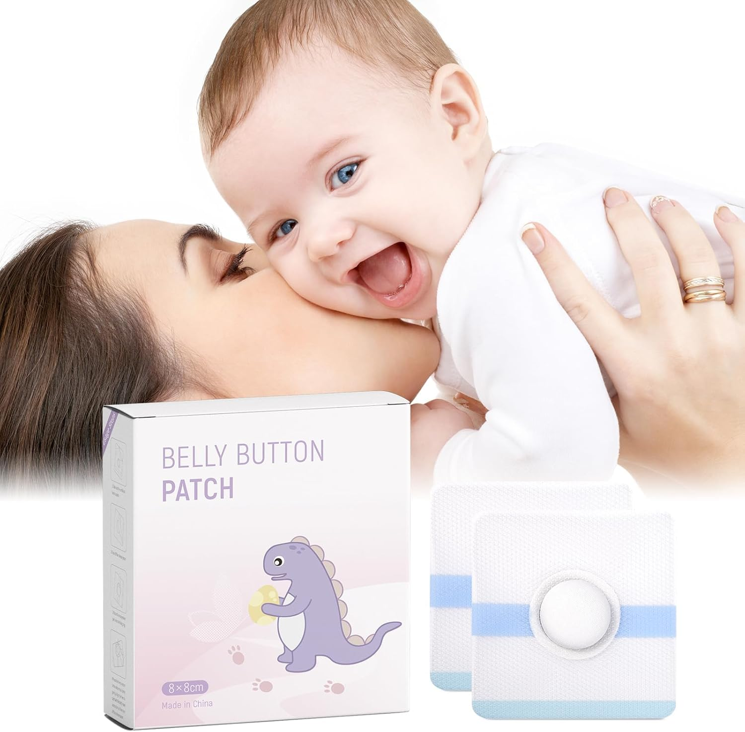 Baby Belly Navel Patches, Waterproof Cotton Pads for Baby Belly Button, Infant Umbilical Patch, Belly Button Patch for Baby Newborn, 8&times;8Cm, 10 Pcs