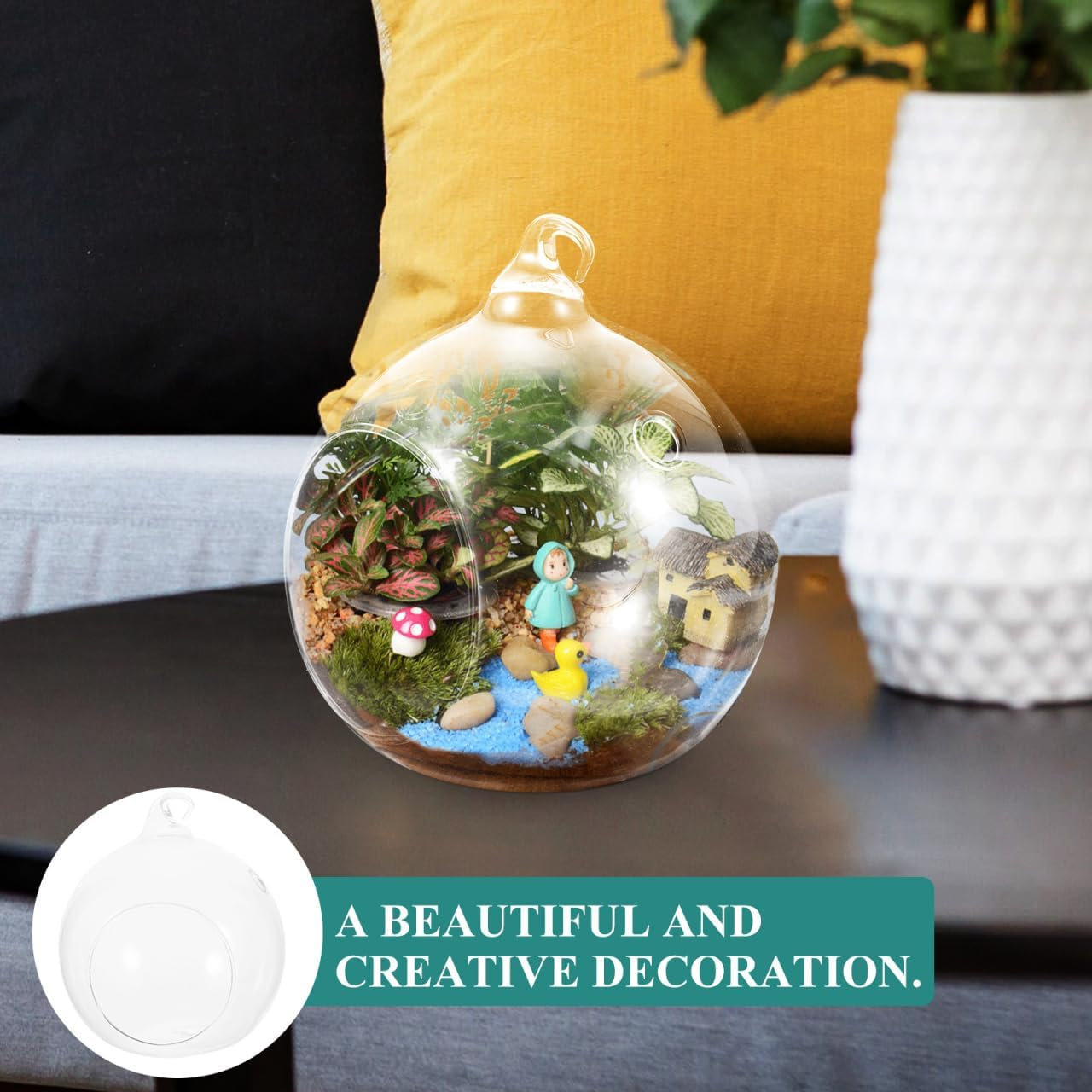 GANAZONO 2Pcs Hanging Glass Terrarium, 15Cm Transparent Globe for Air Plants, Home Decor, Wedding Centerpiece, Office Decoration, Modern Design, Durable and Corrosion-Resistant image number 5