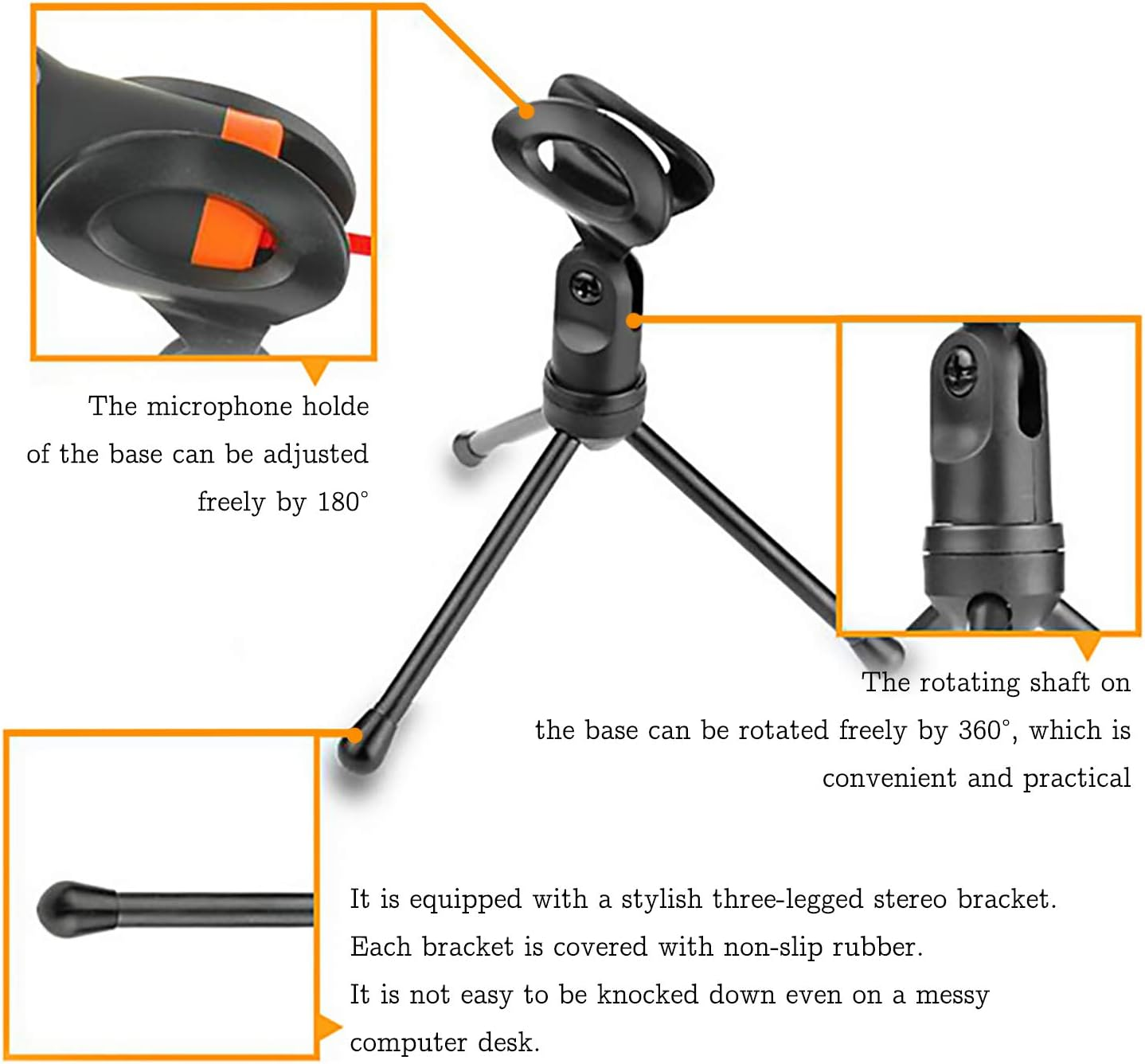 PC Microphone with Mic Stand, Professional 3.5Mm Jack Recording Condenser Microphone Compatible with PC, Laptop, Ip@D, Iph0Ne, Mac-Recorder Singing Youtube Skype Gaming (3.5Mm PC Microphone) image number 2