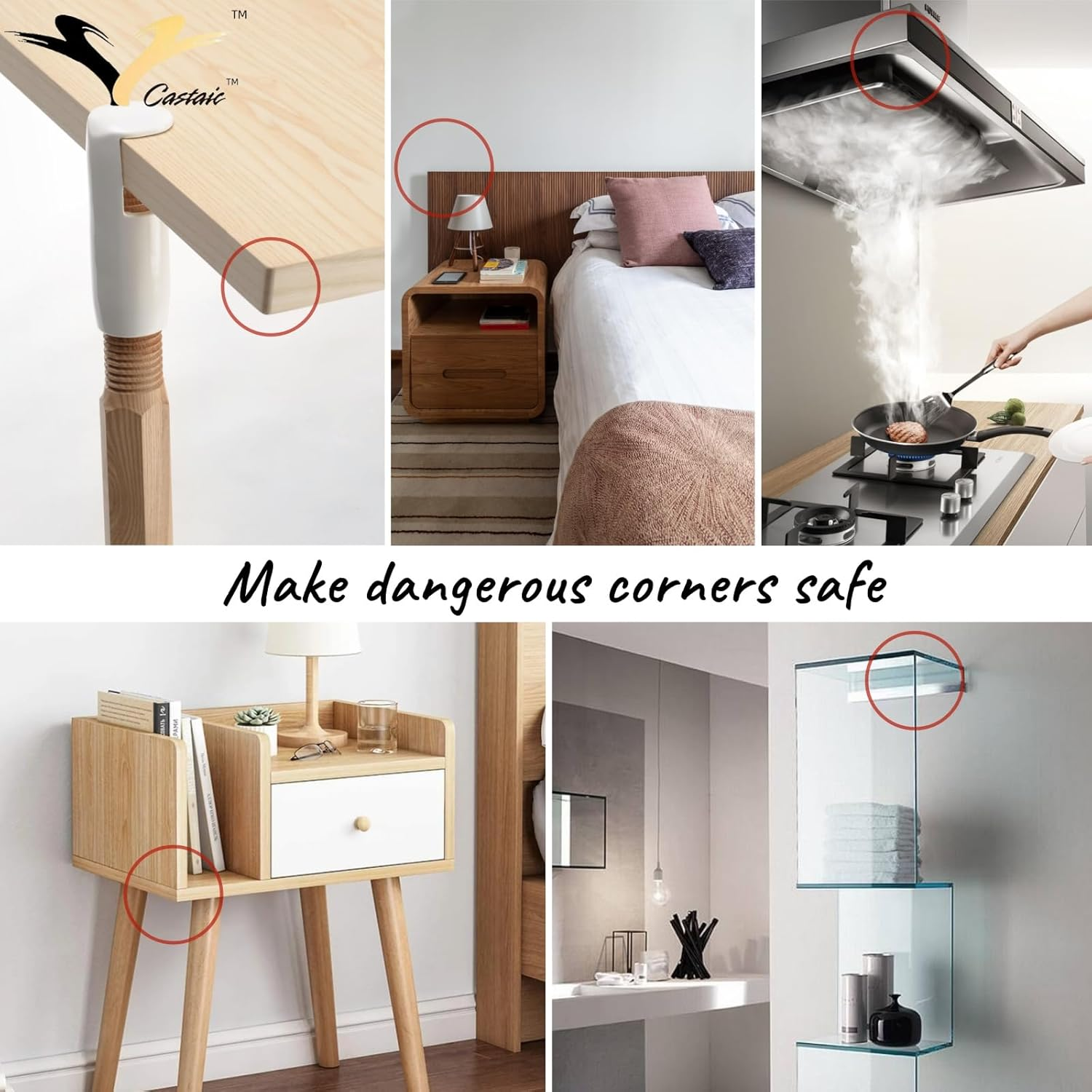 Castaic Baby Safety Corner Guard,12 Pack Table Corner Protectors for Furniture Corner Guard and Edge Safety Bumpers with Strong 3M Gel Sticker to Cover Sharp Furniture (Clear 12Pcs) image number 2