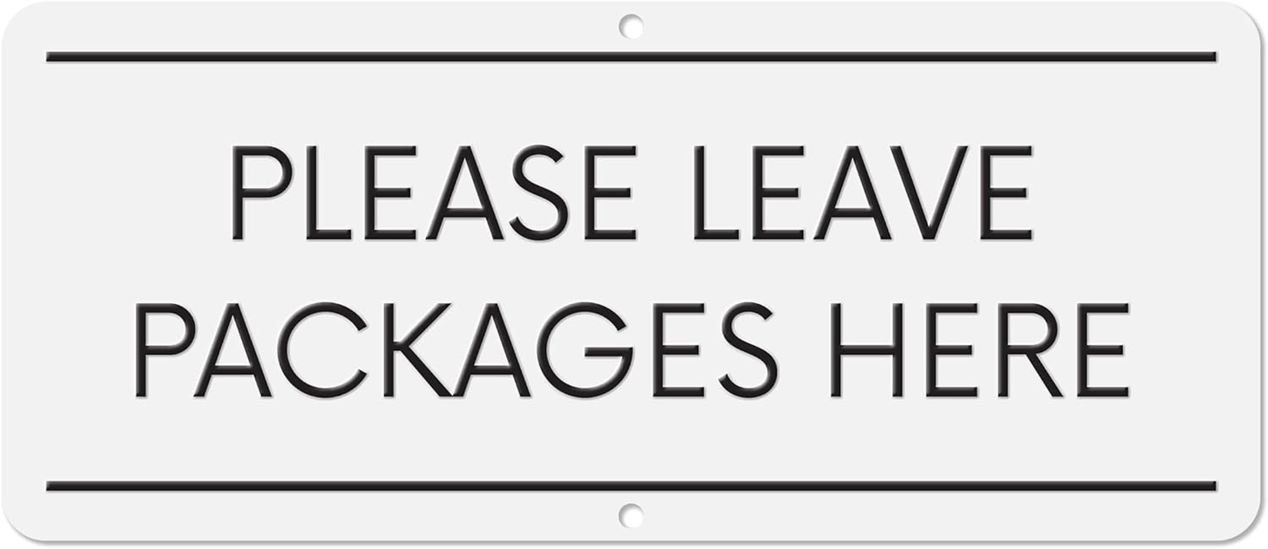 Please Leave Packages Here | White Aluminum Outdoor Metal Delivery Sign, 3" X 7" image number 4