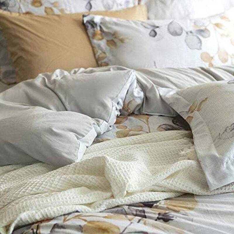 Luxton Idina Leaf Quilt Cover Set, 3Pcs Gold Grey Watercolor Queen Size image number 2