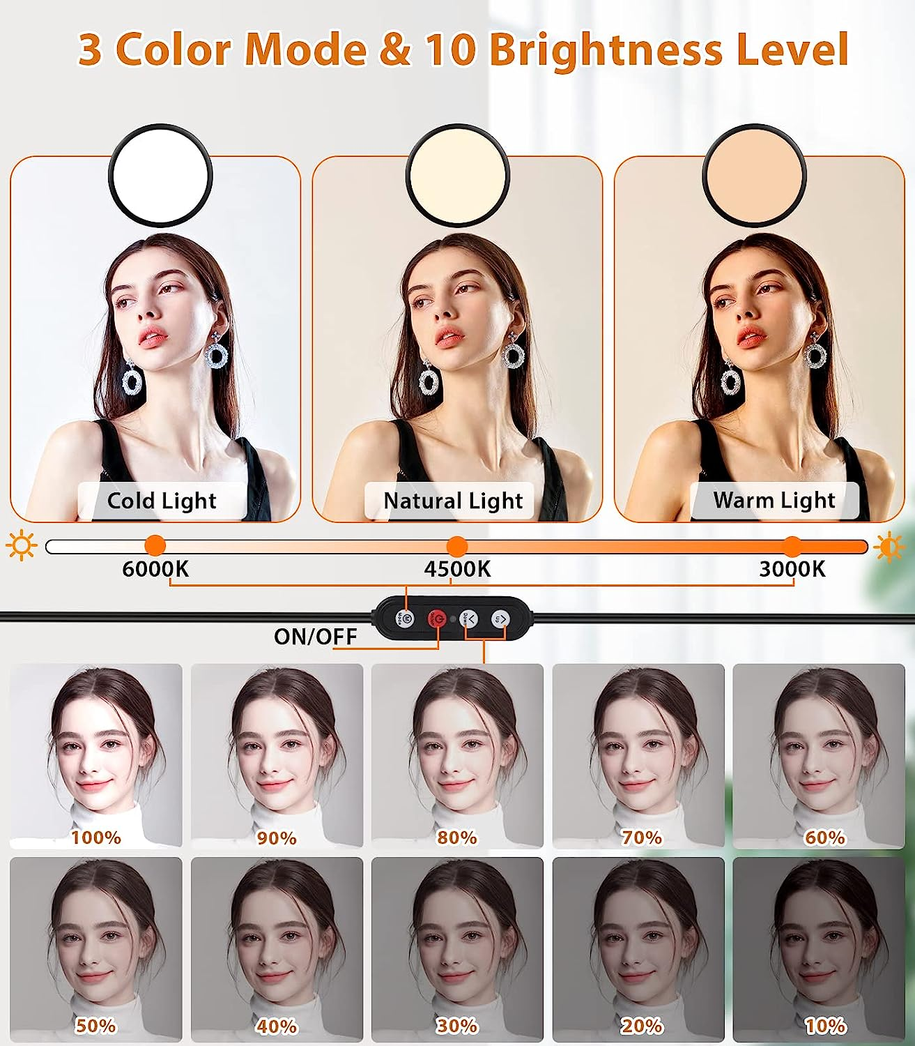 Ring Light 10.5 Inch, Full-Screen Desktop Selfie Light with Phone Holder for Phone Video Recording, Makeup Light with Extendable Stand, Dimmable LED Ringlight for Zoom,Live Streaming,Filming,Selfie image number 5