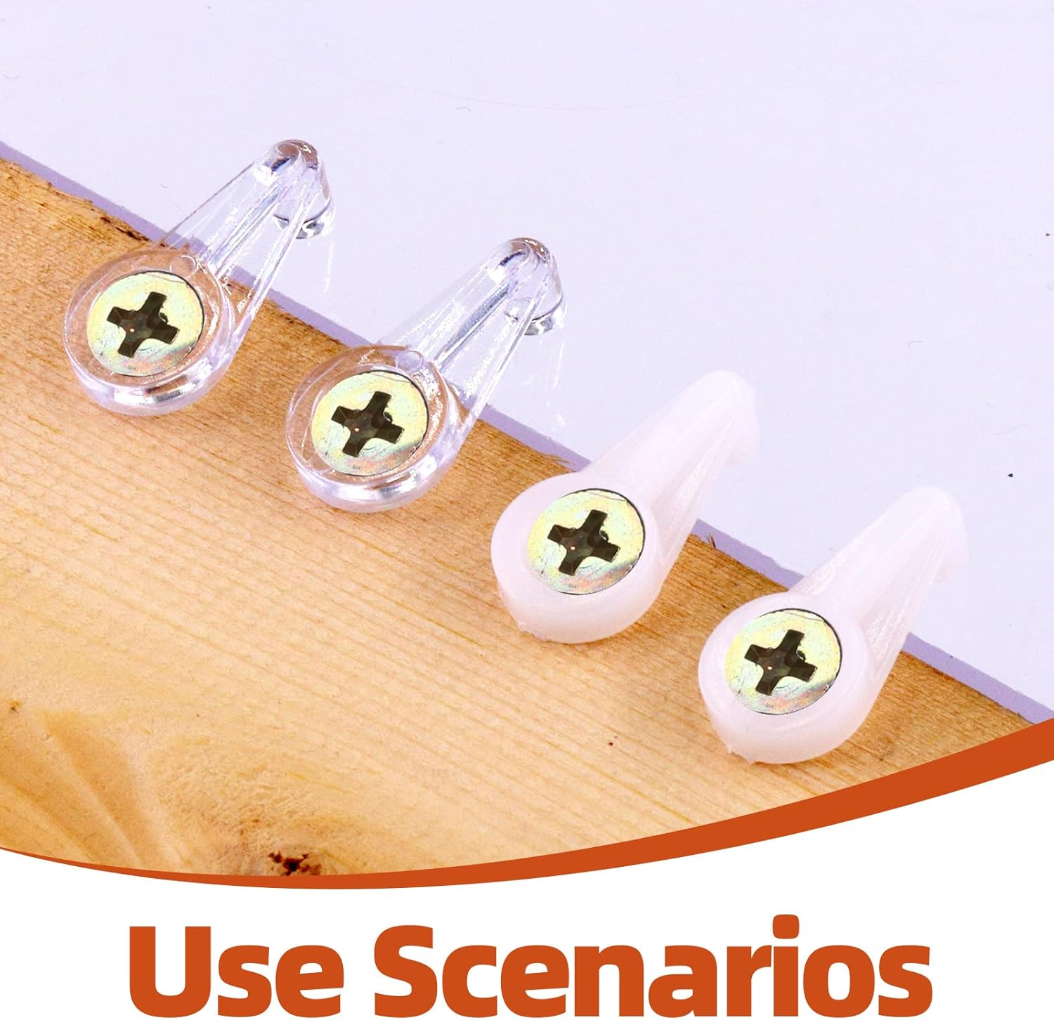 Tanstic 240Pcs Glass Retainer Kit, 4 Colors 4Mm Cabinet Clips, Door Retainer, Plastic Mirror Clips with Screws for Fixing Glass Doors (White/Transparent/Brown/Black) image number 3