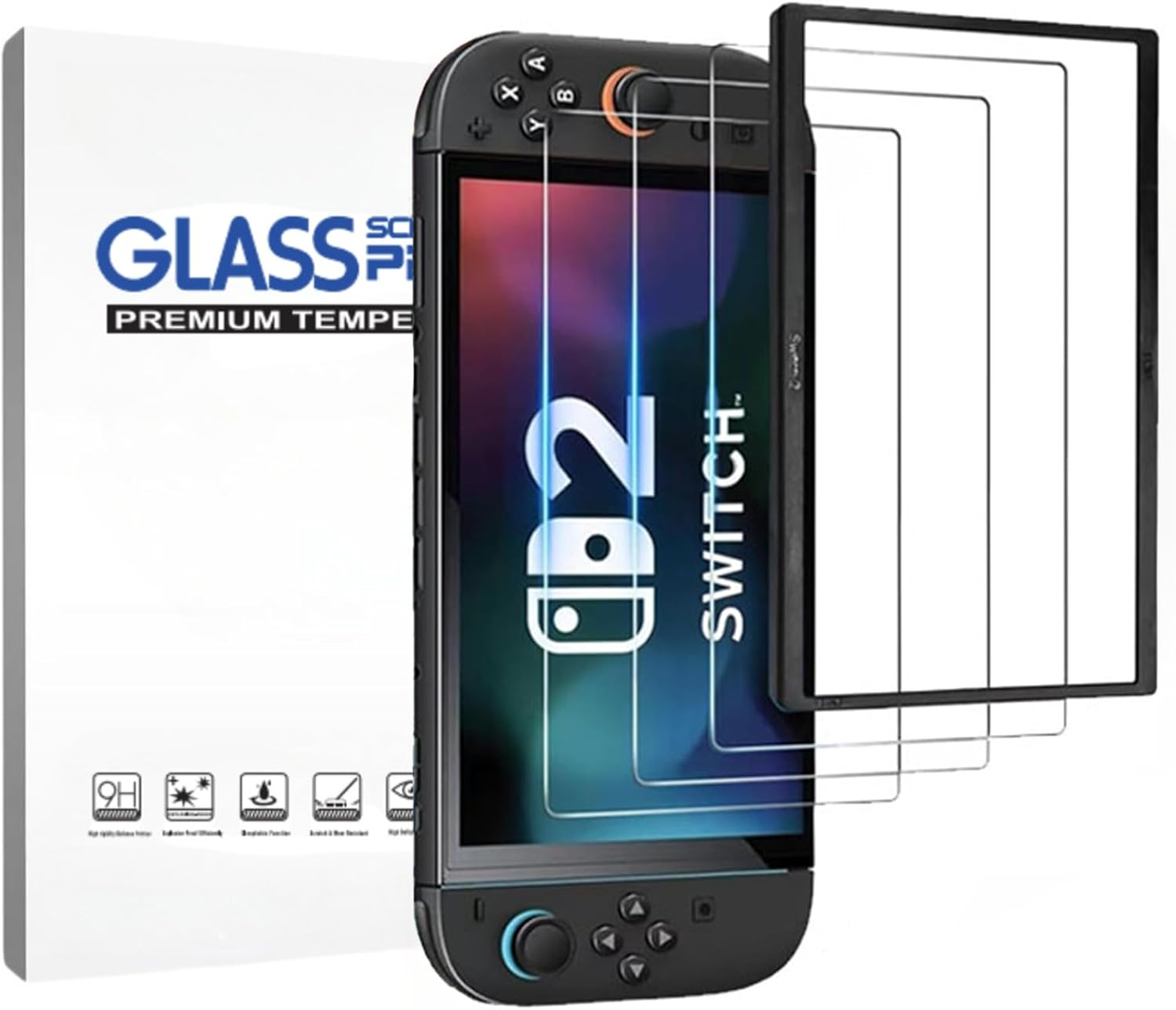 Vonzuda 3 Pack Screen Protector for Nintendo Switch 2 Model 2025, Ultra HD Tempered Glass Screen Protector Compatible with Nintendo Switch 2 7.9 Inch (3) (Clear) image number 2