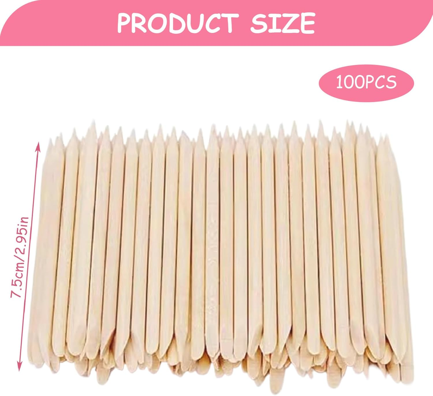 100 Roots Orange Sticks for Nails 3 Inch Smooth and Thornless Wood Nail Sticks Double Sided Multi Functional Cuticle Pusher Tool for Manicure Pedicure Cuticle Pusher