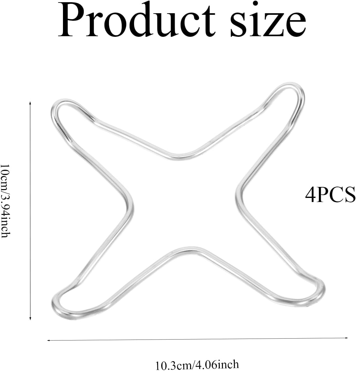 4 Pcs Gas Stove Ring Reducer Trivet, 10Cm X 10.3Cm Trivet Stove Burner Grate Gas Cooker Holder, Gas Cooker Accessories, Stainless Steel Kitchen Rack Pot Stand for Gas Hob image number 5