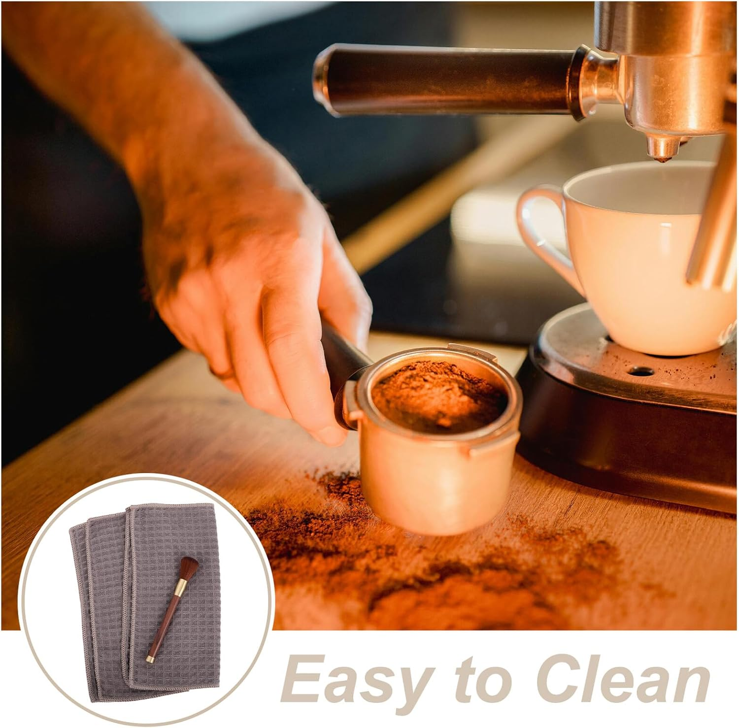 WATIIFUFU Multipurpose Espresso Coffee Brush Cleaning Kit with Microfiber Cloths for Deep Maintenance of Coffee Machines and Grinders Suitable for Home and Commercial Use image number 5