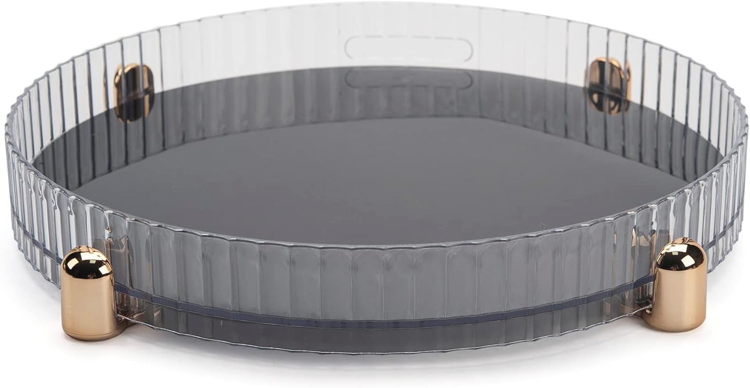 Makeup Perfume Organizer, 360&deg; Rotating Skincare Organizer, Vanity Tray, Spinning Cosmetics Organizer for Dresser, Vanity, Bathroom Countertop, Blue