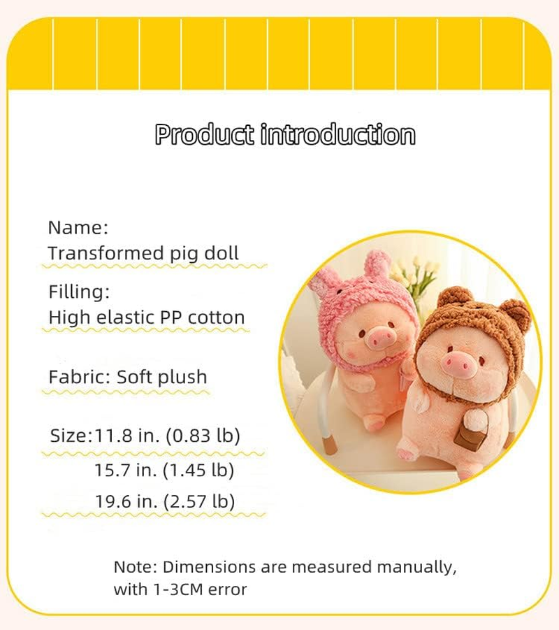 SHIZLIN 15.7 Inch Plush Pillow - Delicate and Lovely Pig Stuffed Animal Simulation Doll Toy for Family, Friends, Girlfriends and Kids