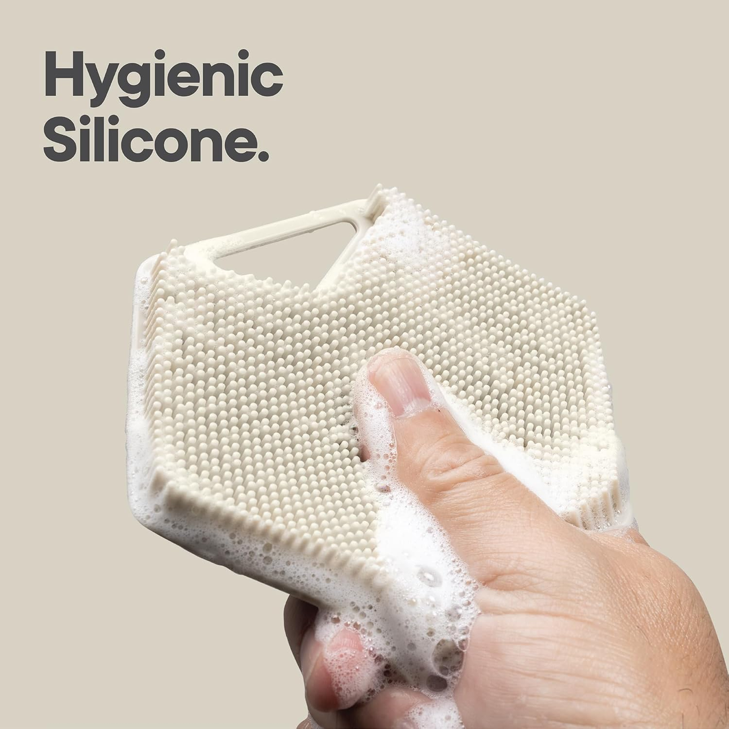 TOOLETRIES Body Scrubber 2.0 &ndash; Premium Silicone Scrubber for Cleaning, Exfoliating Your Skin &ndash; Extra Long Lather Boosting Bristles with Ergonomic Handle, Long-Lasting & Easy to Clean - Sand image number 5