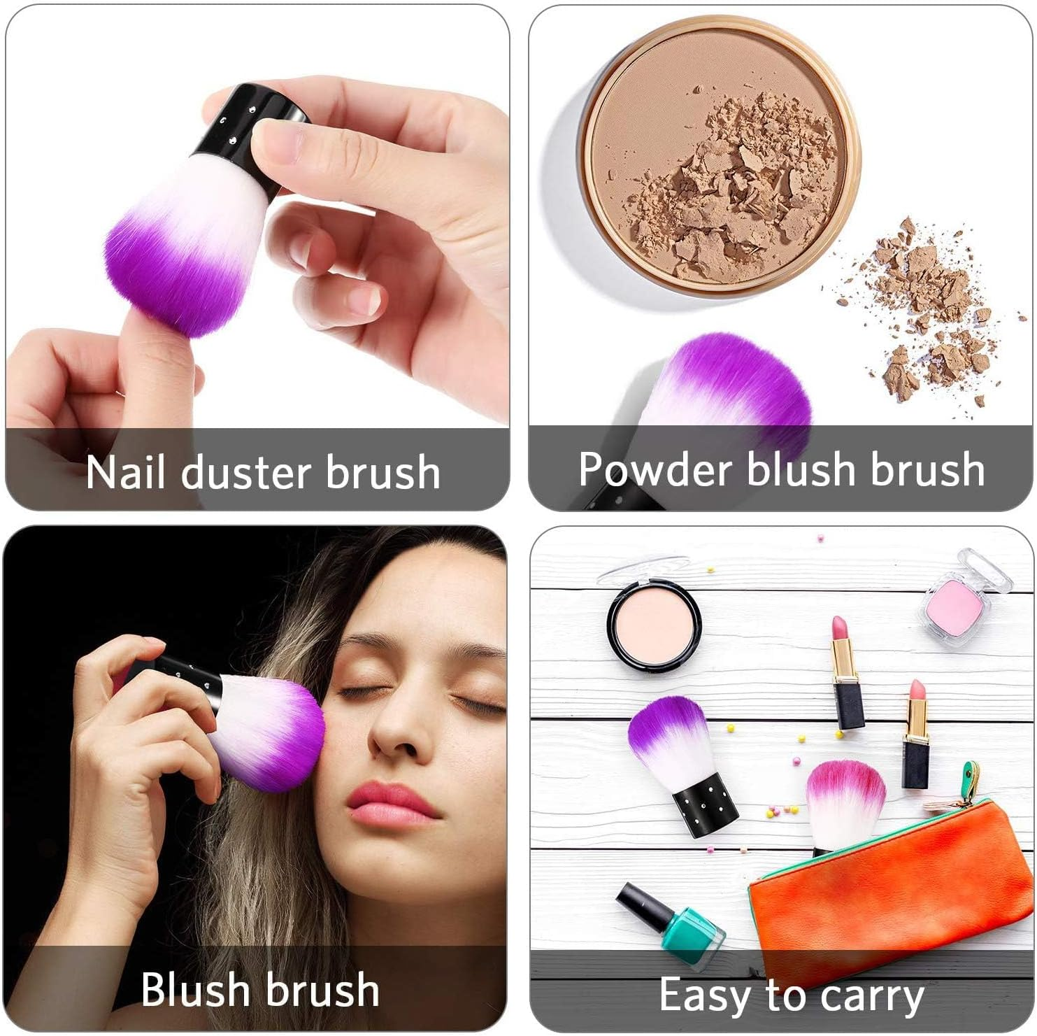 Kalolary 6Pcs Nail Art Dust Brush Remover Powder Cleaner Kabuki Brushes Makeup Powder Blush Brushes Nail Cleaning Brush Nail Art Tools for Cosmetic Makeup or Nail Art-Colorful image number 6