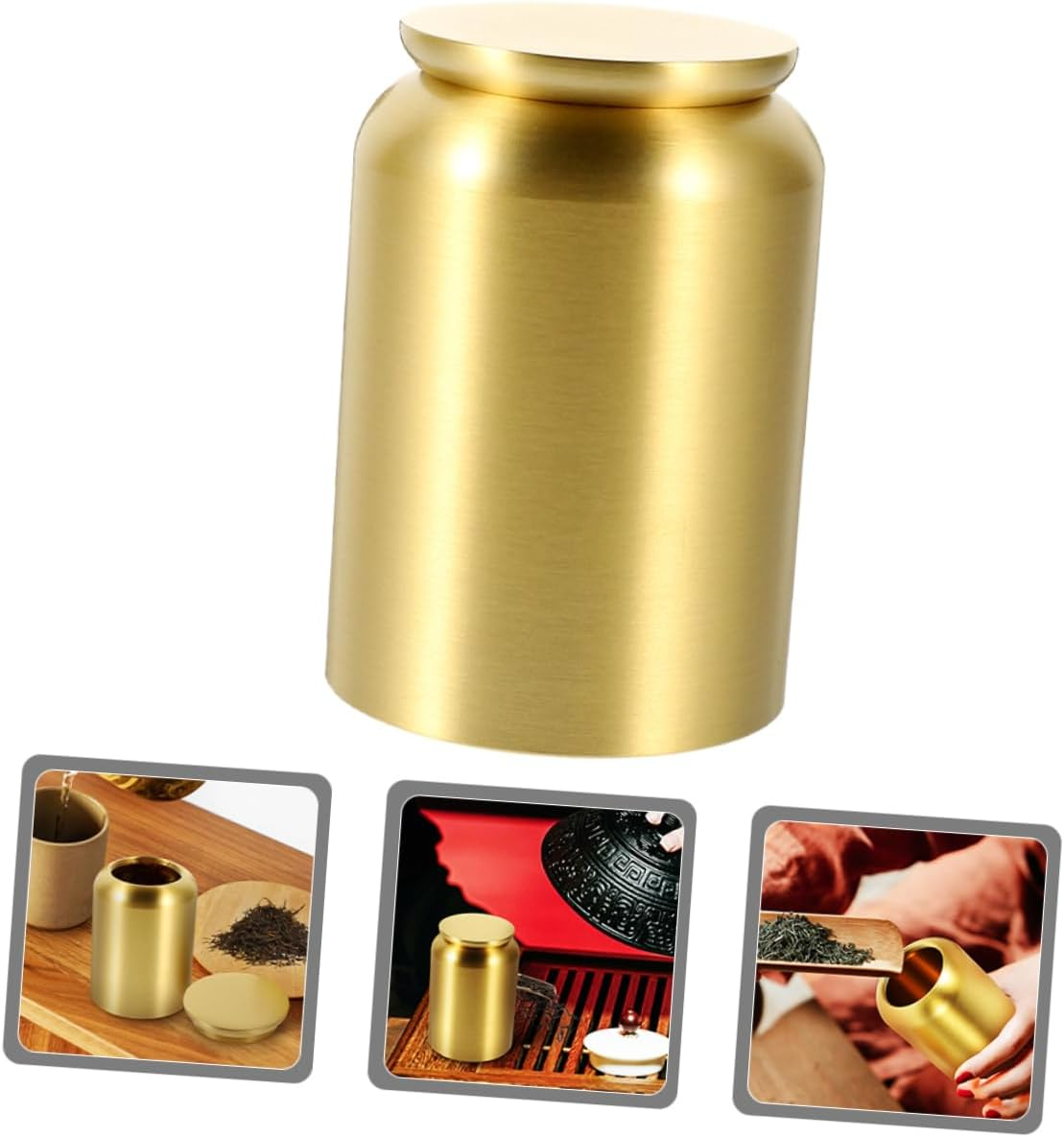 FOYTOKI Airtight Metal Tea Canister Portable Brass Tea Leaf Storage Tin Suitable for Home and Travel image number 4