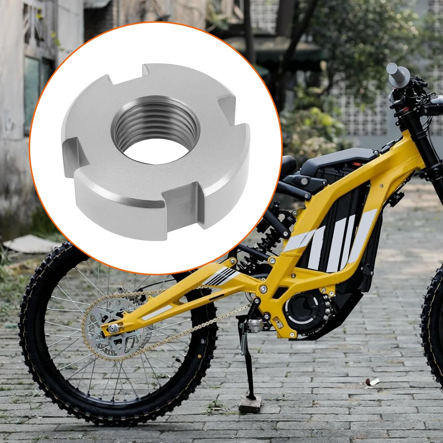 YINETTECH Bicycle Metal Swing Arm Axle Nut behind Axle Nut Spindle Nut Jackshaft Nut Compatible with Surron Light Bee Swingarm 22X10X8Mm (Sliver) image number 2