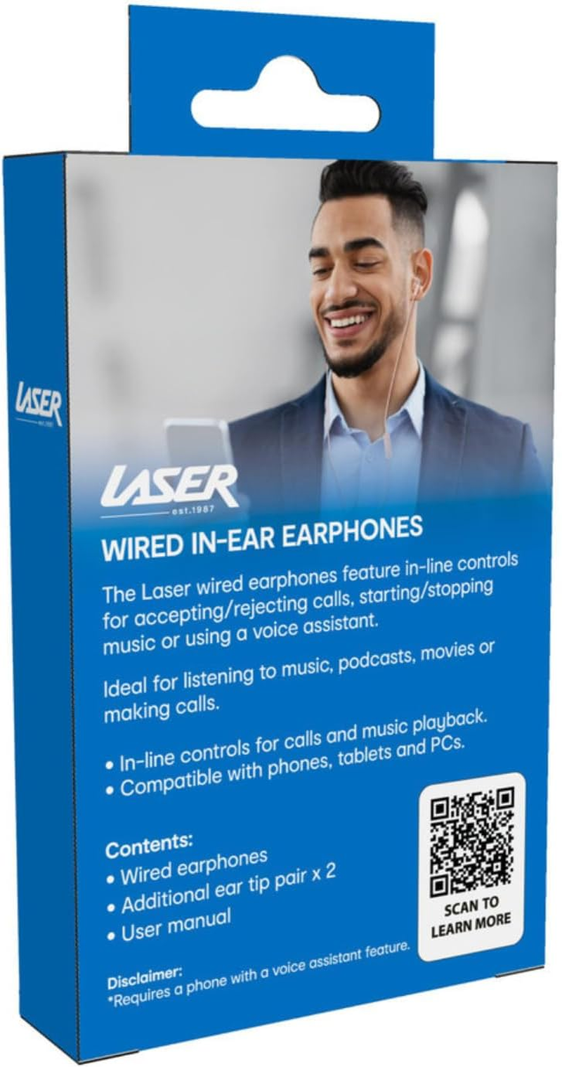 LASER EPS-W24BK-941 Laser In-Ear Wired Earphones Rose, Built-In Mic, 1.2M, 3.5Mm Audio Jack, Smartphone, PC, Supports Voice Assistant image number 1
