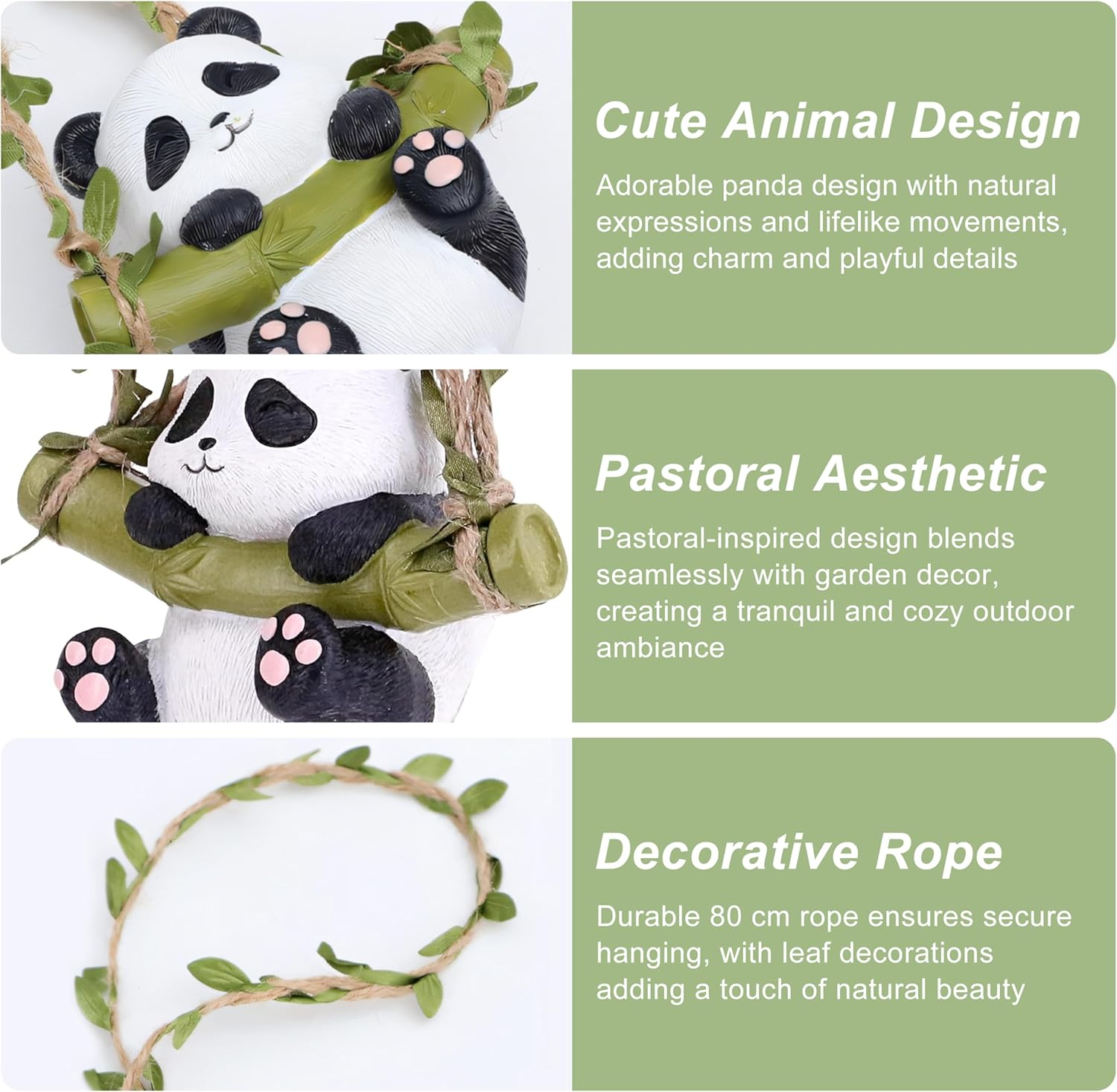 Plush Panda Statue Decor, Cute Hanging Animal Statue, Garden Decor for Outdoor & Indoor Spaces &ndash; Weather-Resistant Hanging Decoration for Patio, Lawn, Yard, or Home Decoration image number 4