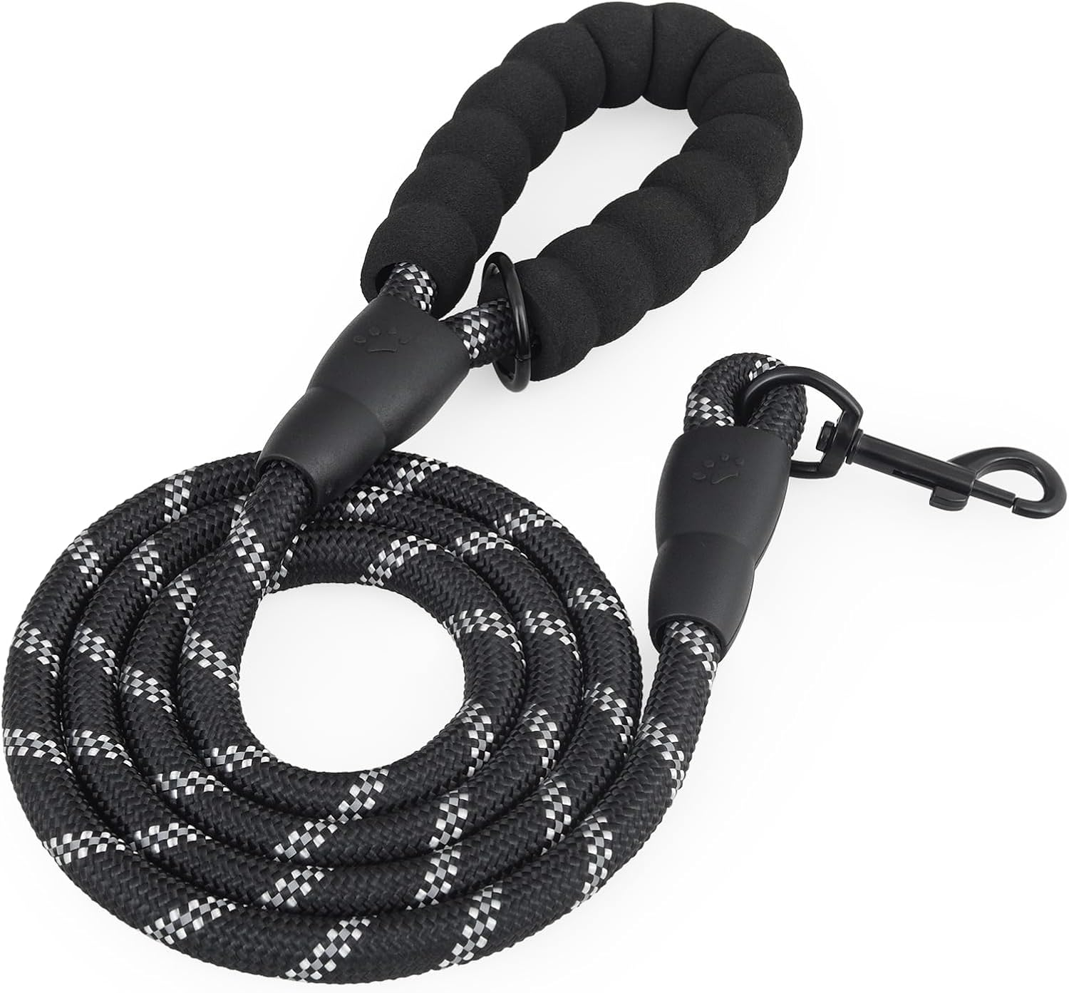 Training Leash for Dogs, 3M (10FT) Strong Rope Dog Lead Leash with Soft Padded Handle & Heavy Duty Hook, Reflective Recall Training Lead for Small Medium Large Dogs(Black)