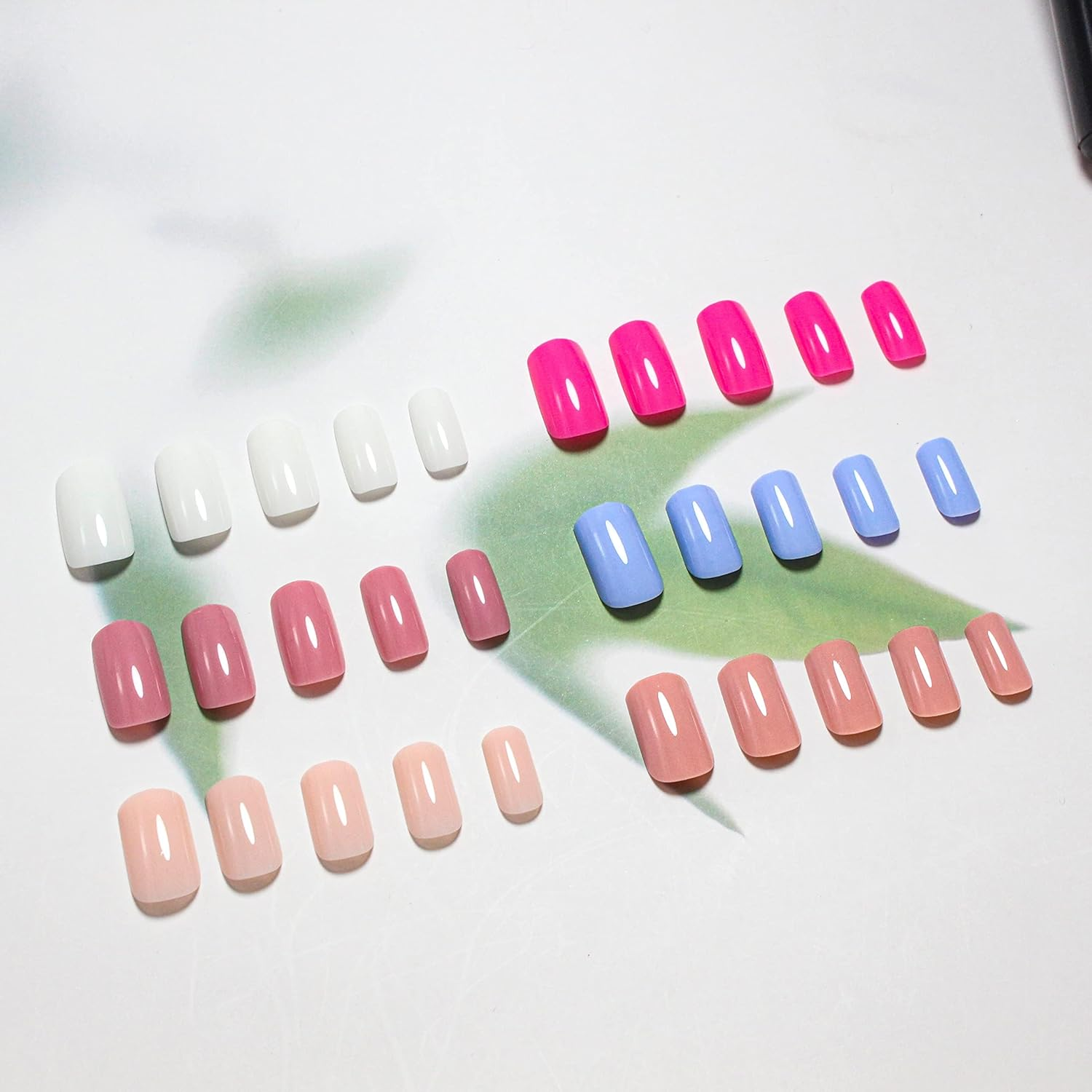 KXAMELIE Colour Medium Long Stiletto Almond Press on Nail 6 Packs Medium Press on Nails Square Shape Spring Fake Nails image number 4