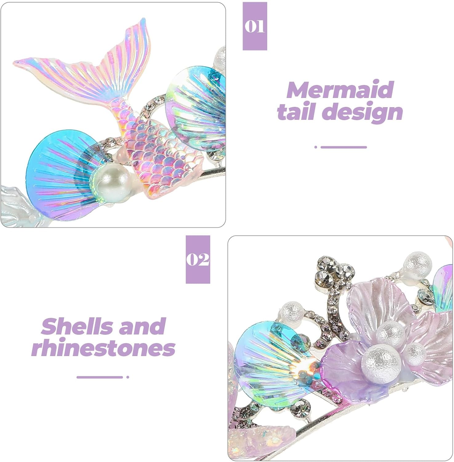 Beaupretty Mermaid Hair Accessories Mermaid Crown Rhinestone Hair Accessories Mermaid Hair Band Mermaid Hair Bands Shell Hair Band Cosplay Headpiece Cosplay Hair Accessories image number 5