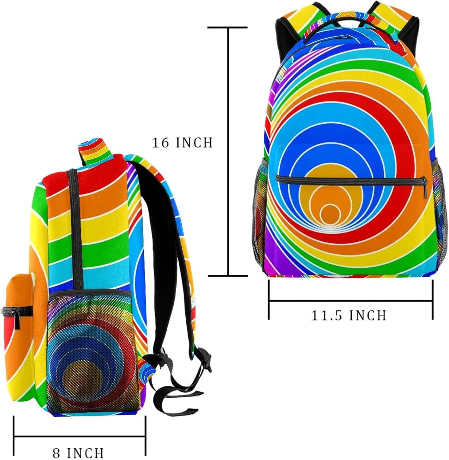 Spiral Eddy Color Vortex Strudel Backpack Students Shoulder Bags Travel Bag College School Tote Backpacks image number 2
