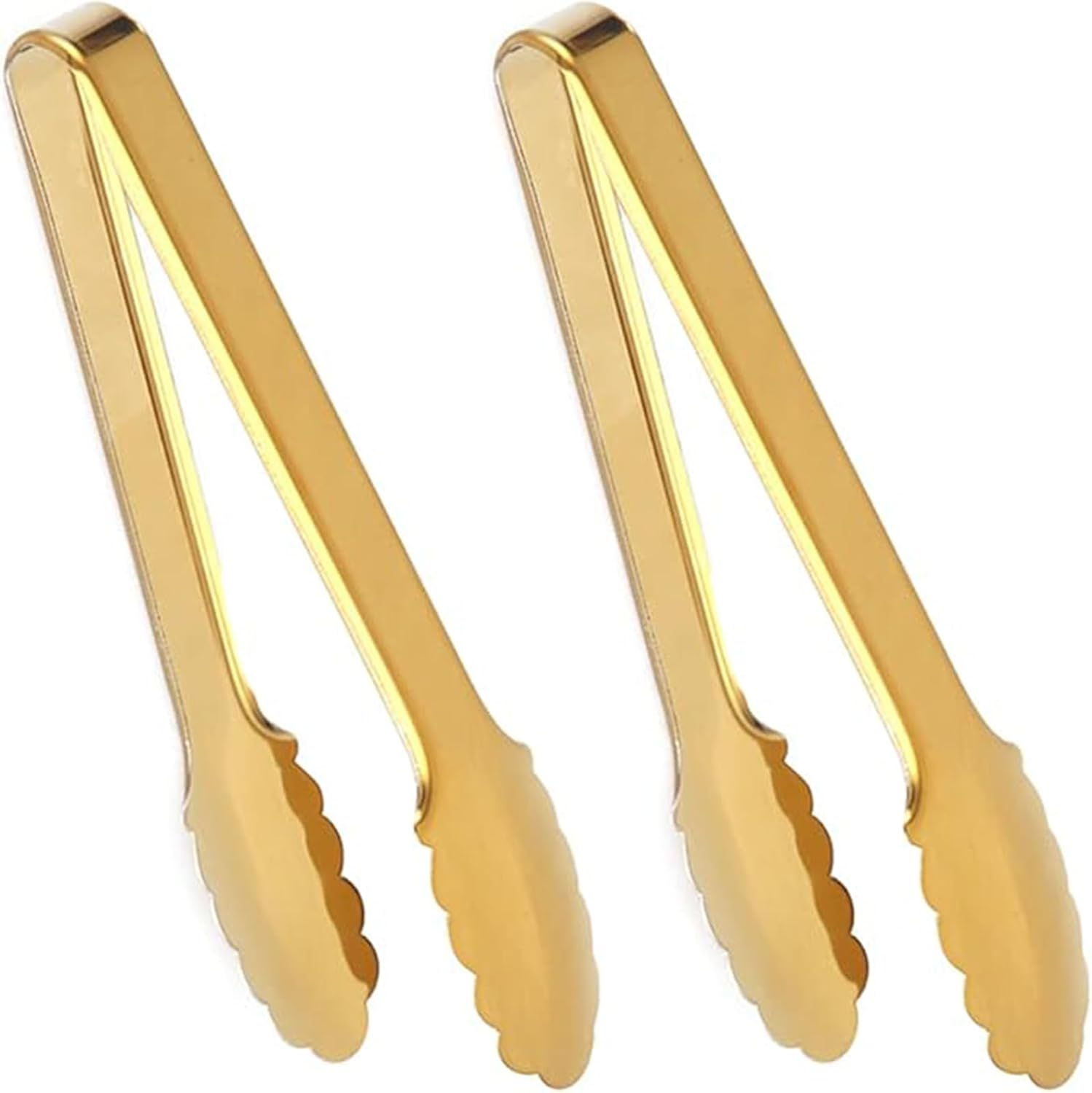 2 Pack Gold Serving Tongs, 9.5Inch Gold Serving Tongs Barbecue Food Tongs Buffet Tongs, Non-Slip & Easy Grip Gold Serving Utensils Salad Tongs for Kitchen Restaurant