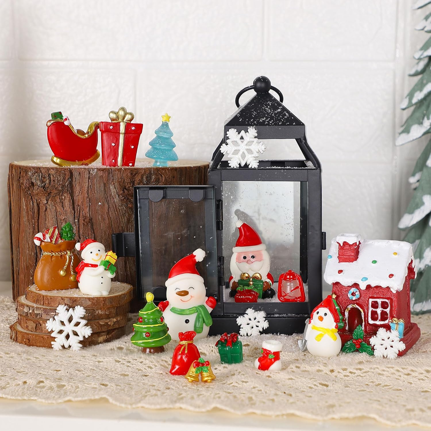 Lulu Home 12 PCS Cupcake Toppers, Small Cupcake Picks Shaped in Santa Snowman Gift Bag Christmas Tree Sleigh for Xmas Holiday Party Decor Supplies image number 1