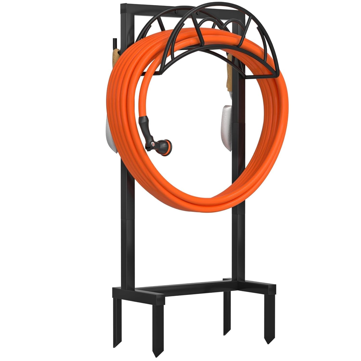 Garden Hose Holder, Freestanding, Robust Outdoor Water Hose Holder, Improved Metal Hose Stand with 4 Spikes, Removable Garden Hose Storage Hose Reel image number 3