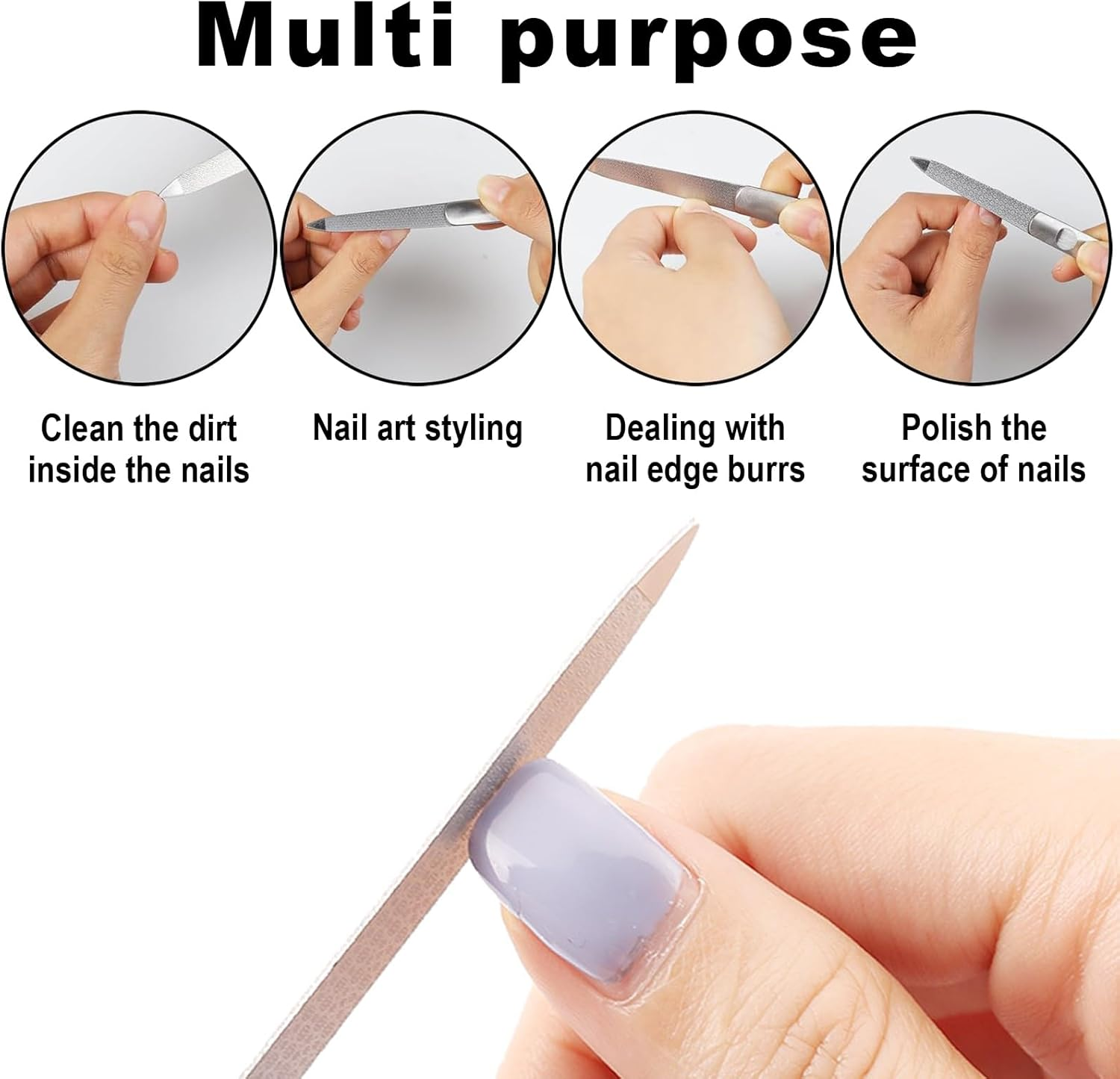 Bangbobi 4 Piece Stainless Steel Nail File Set - Natural Nail File for Foot Care Suitable for Professional Manicure Treatments image number 1