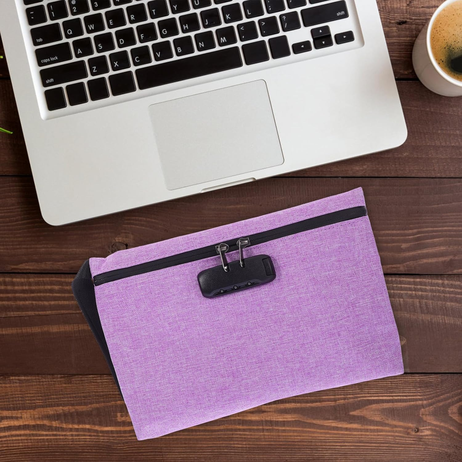 ELAYARD Combination Lock Cash Wallet Waterproof Zippered Bag for Business Travel Document and Jewelry Storage image number 2