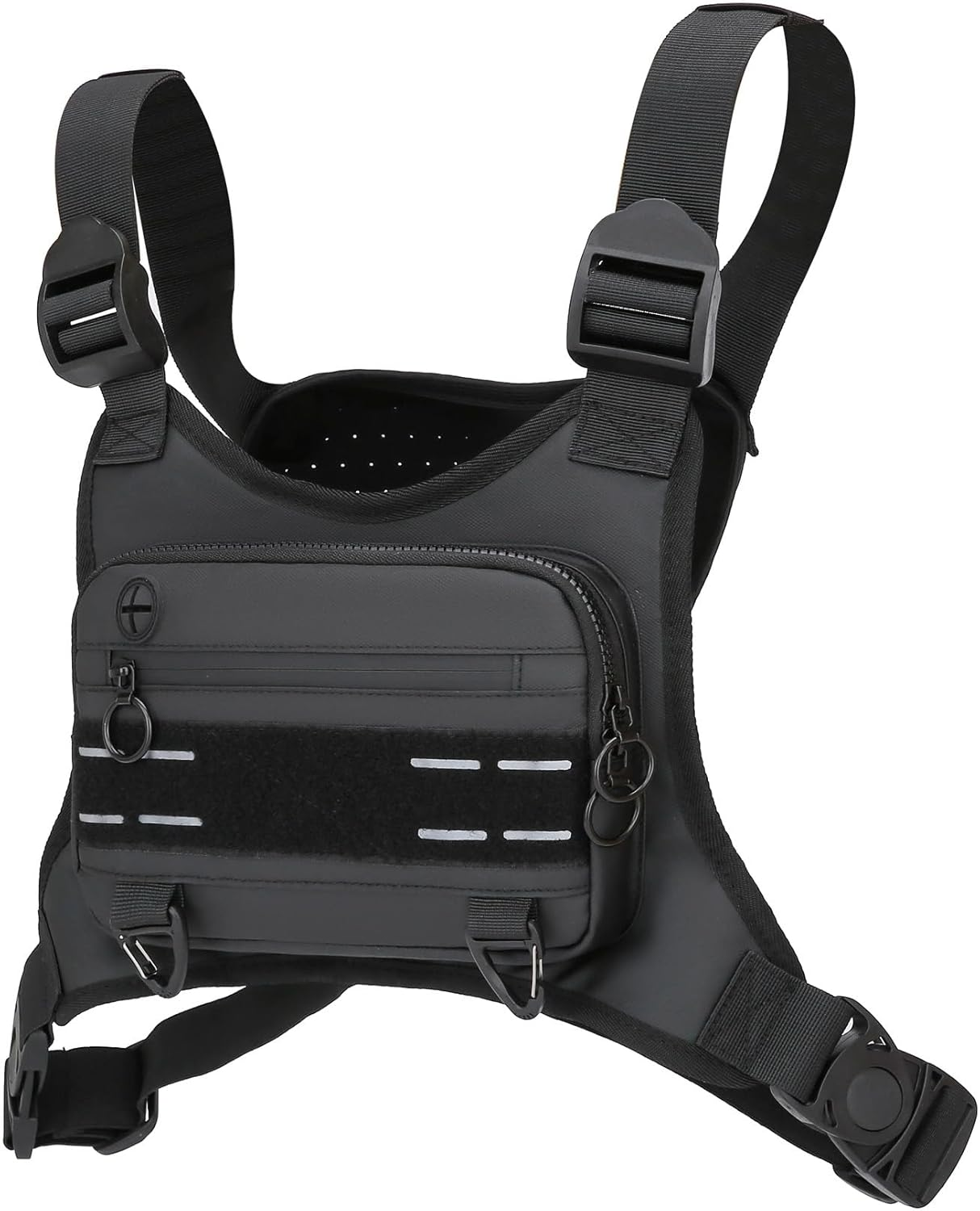 KOCULEMI Water Resistant Chest Bag - Minimalist Running Pack, Phone Holder with Extra Storage, Lightweight Running Vest, Cycling Chest Pack, Black image number 5