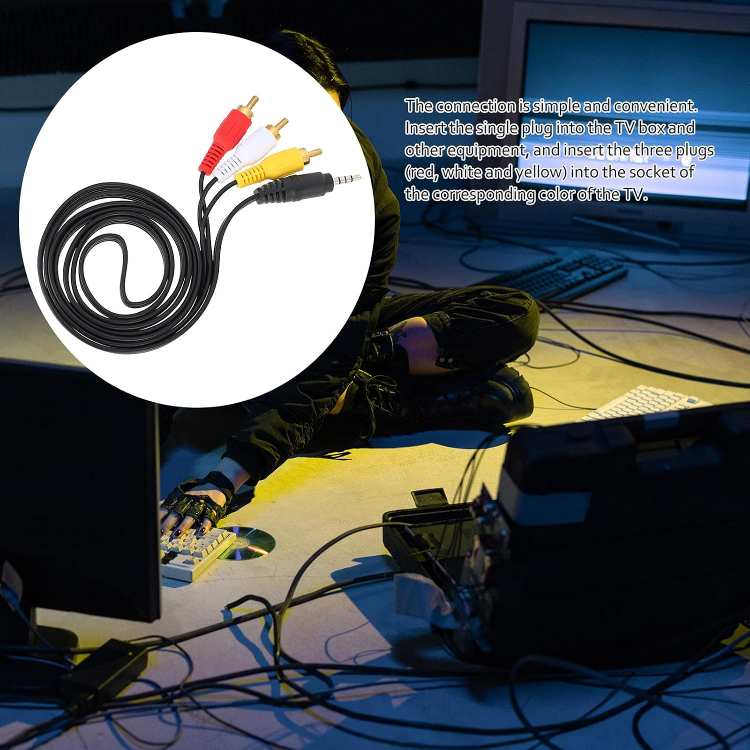 PAMINGONO 2Pcs 3.5Mm to 3 Av Cable Full Copper Audio Adapter Cord for TV Smartphone Tablet Home Theater Audio Video Connection image number 4