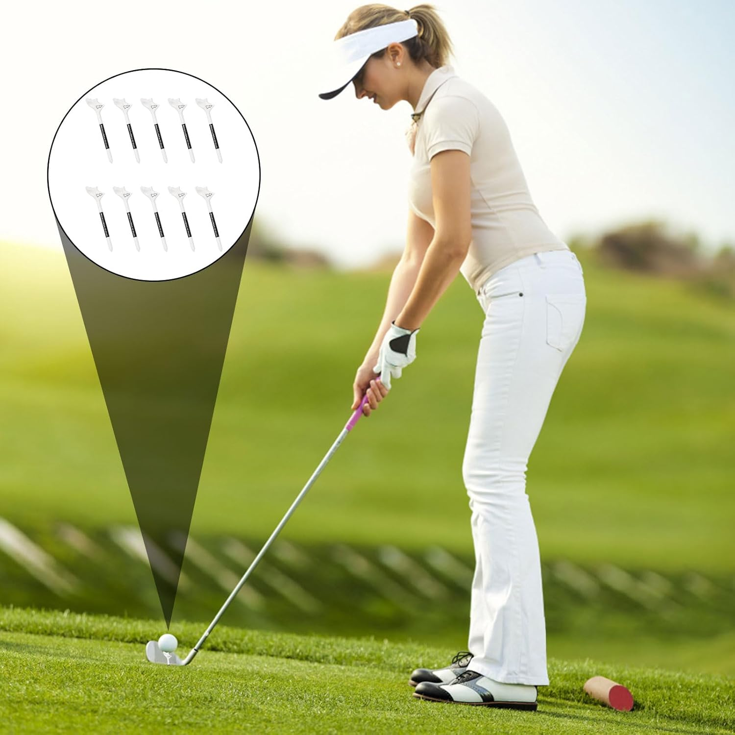 Golf Tees Plastic, 10 Pcs Golf Tees Unbreakable, Premium 10&deg;Golf Tee, Reducing Friction and Increase Distance, for Golf Ball image number 1