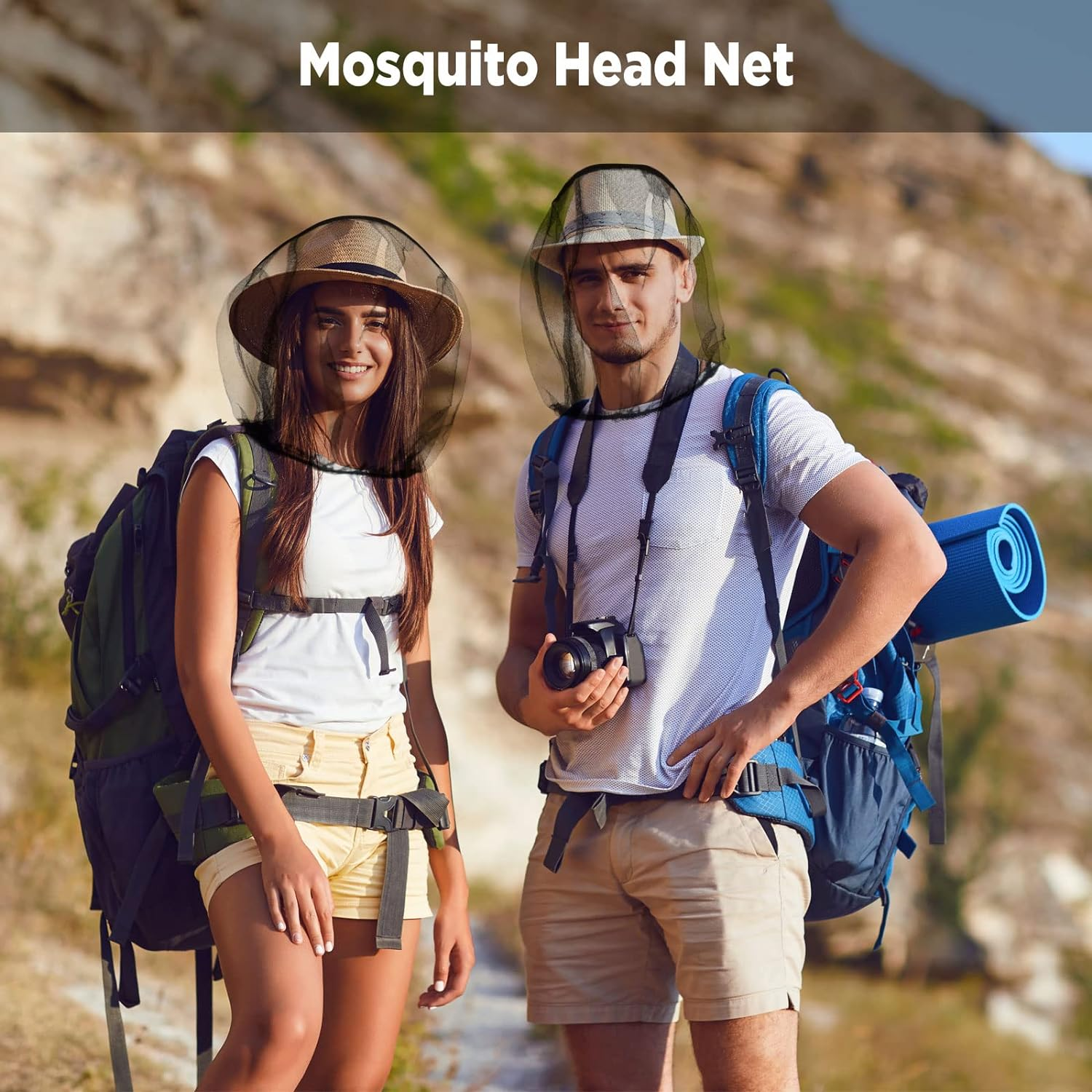 12 Pcs Mosquito Head Net Mesh Bug Face Netting Wearable Mesh Face Screen Shield for Outdoor Bugs Insect Midges Hiking Camping Walking