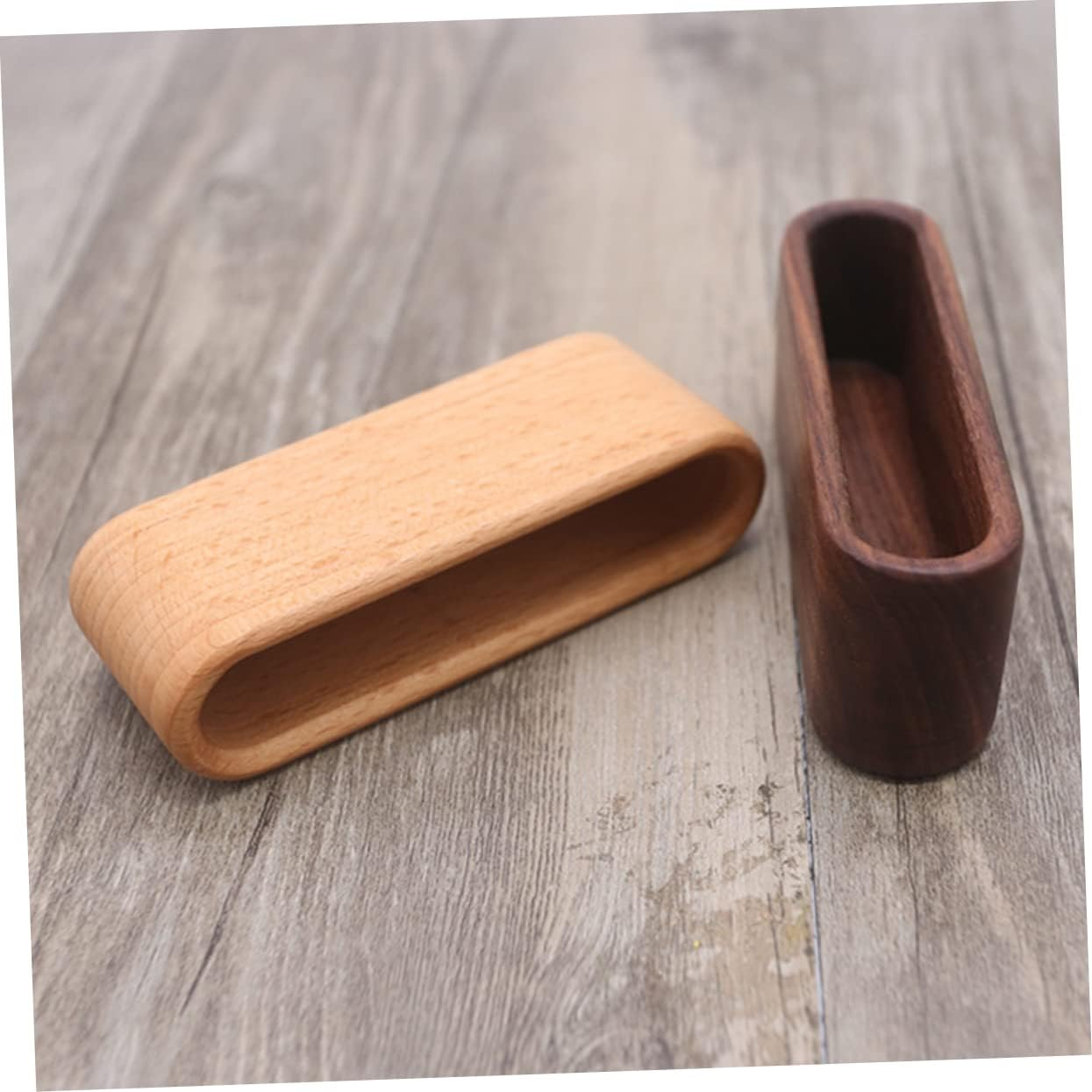 TEHAUX Walnut Wooden Desk Pen Holder Organizer Stationery Case Office Supplies Business Card Storage Box image number 3