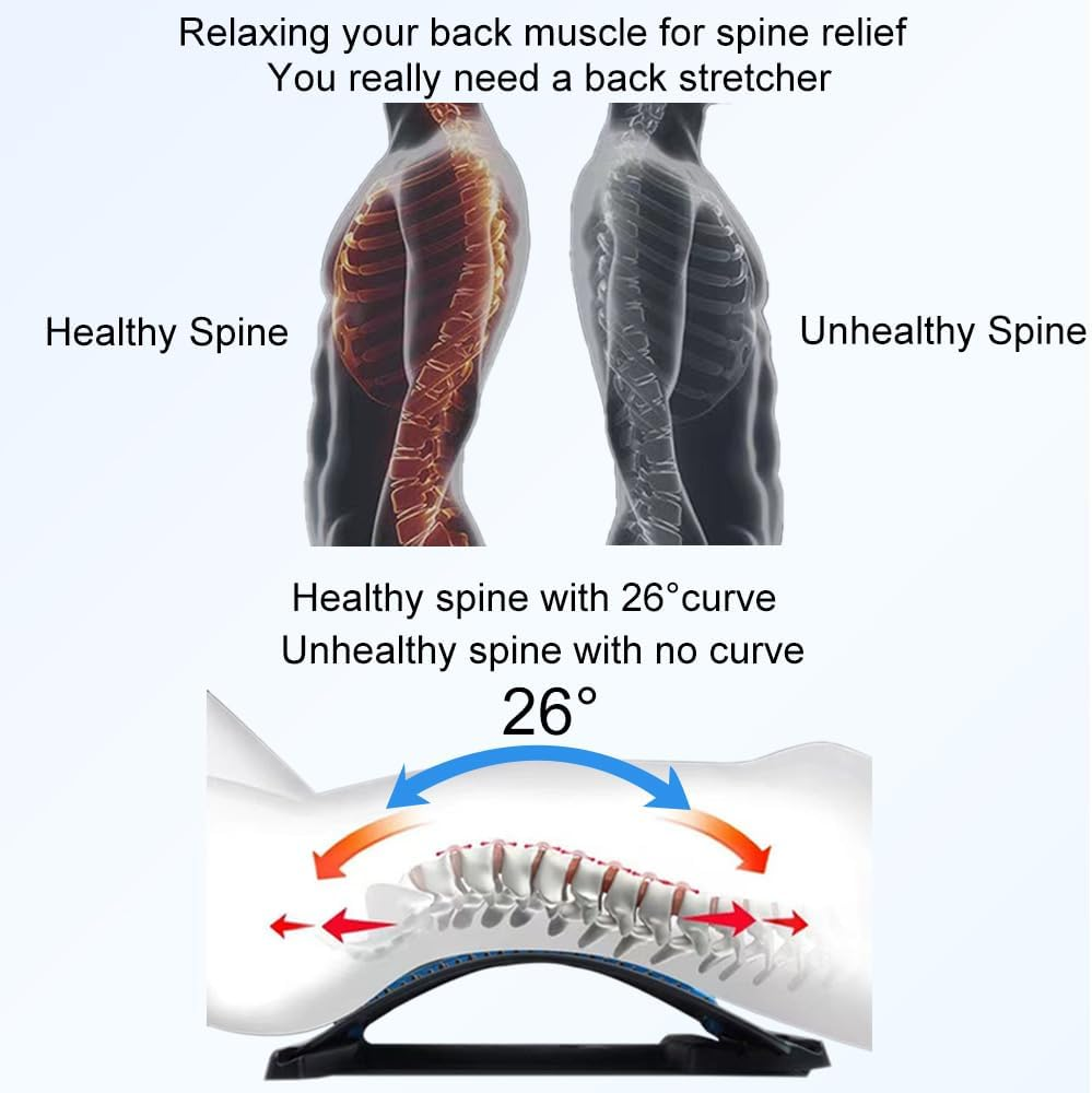 Back Stretcher for Lower Back Pain Relief, Back Cracker Board, 4 Level Adjustable Back Lumbar Massager, Back Stretching Device for Scoliosis, Sciatica Pain Relief, Herniated Disc (Blue) - Purple image number 5
