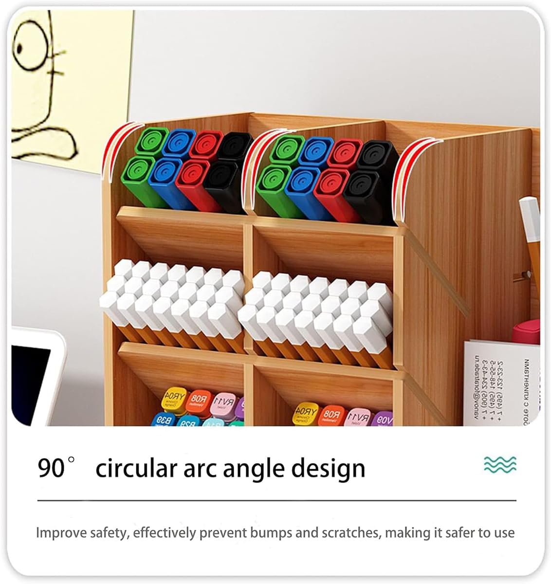 AIMALL Multitier Stationery Storage Rack with Drawer, Large Capacity Desktop Organizer for Pens, Documents, Office Supplies, 9.65"X10"X5.91" image number 1