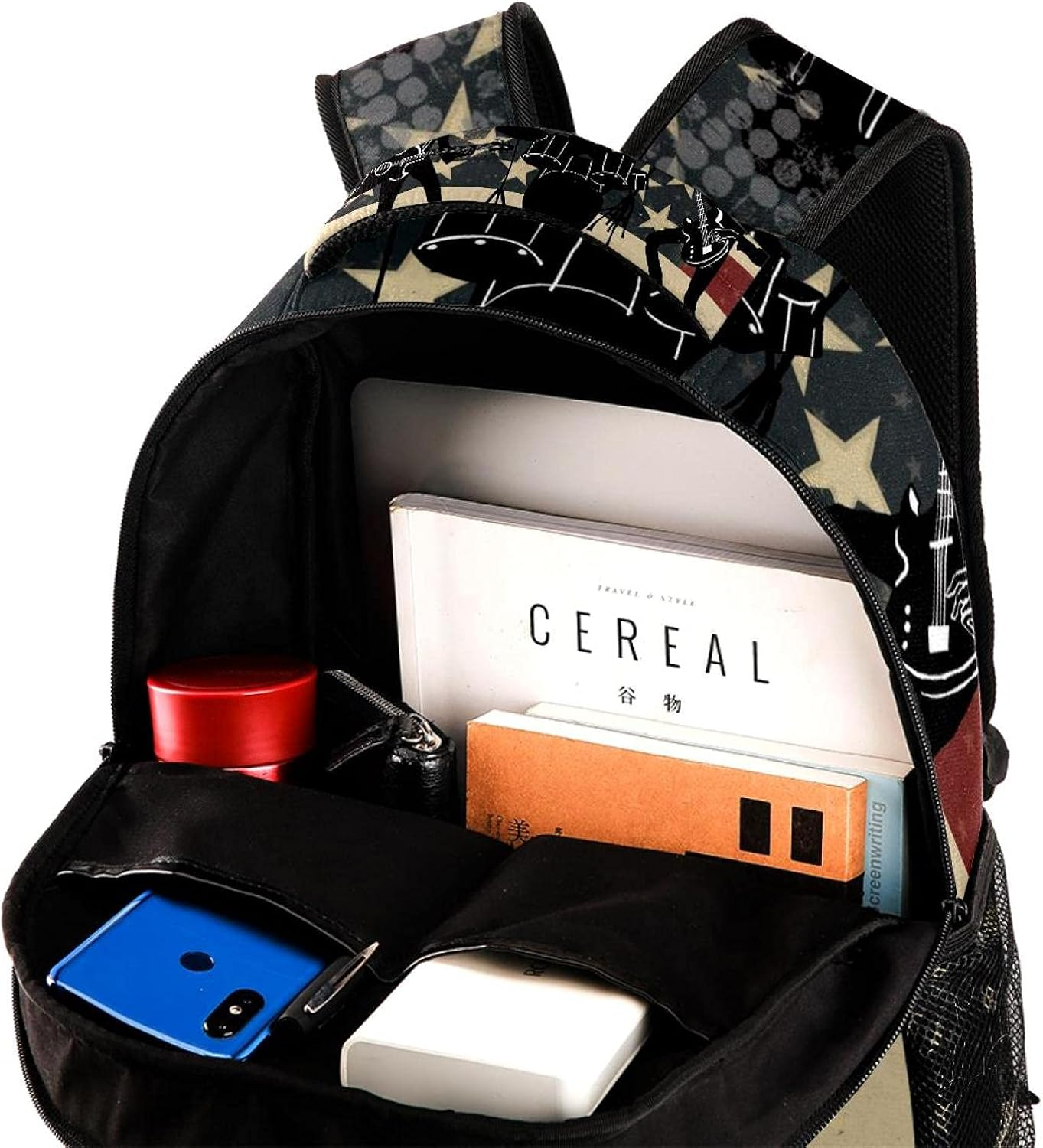 American Usa Band Silhouette Drums Backpack Students Shoulder Bags Travel Bag College School Tote Backpacks image number 3