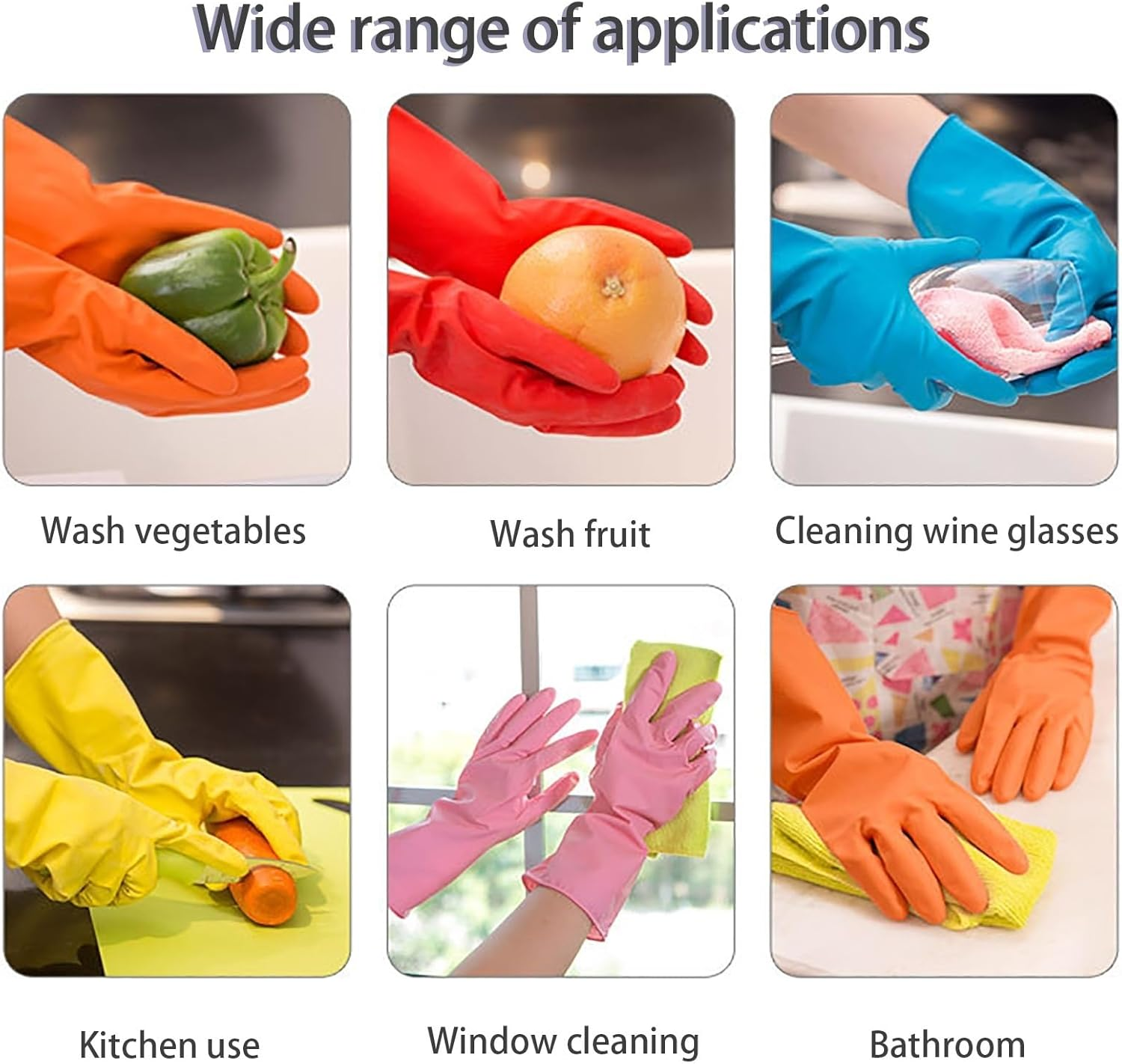 TJSCFY Thick Rubber Gloves for Cleaning Waterproof 4 Pairs Dishwashing Gloves for Kitchen Household Dish Gloves Reusable(Blue,4 Pairs_Xl) image number 3