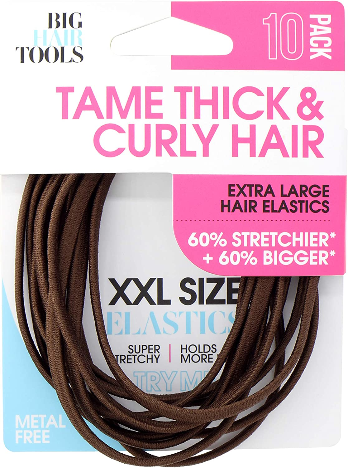 Big Hair Tools XXL Size Hair Elastics Flat - Brown image number 3